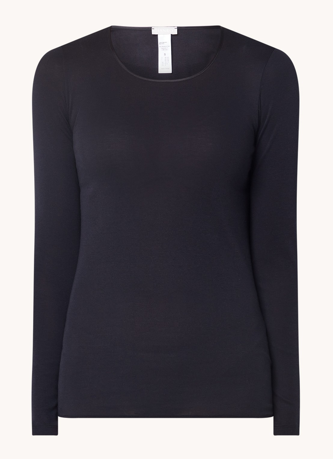 Hanro Naadloze longsleeve van katoen - voorkant zwart