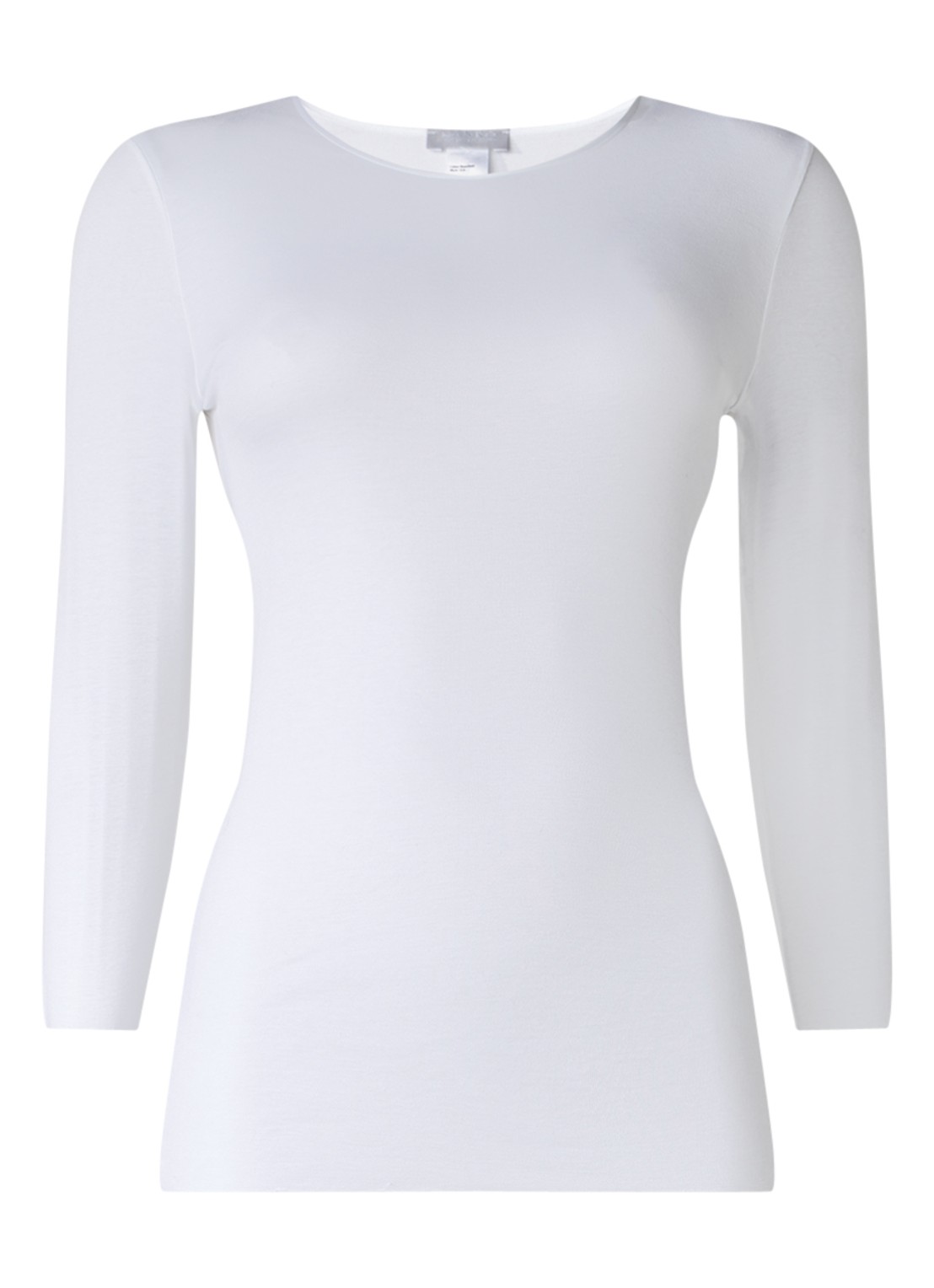 Hanro Naadloze longsleeve van katoen - voorkant 3 wit