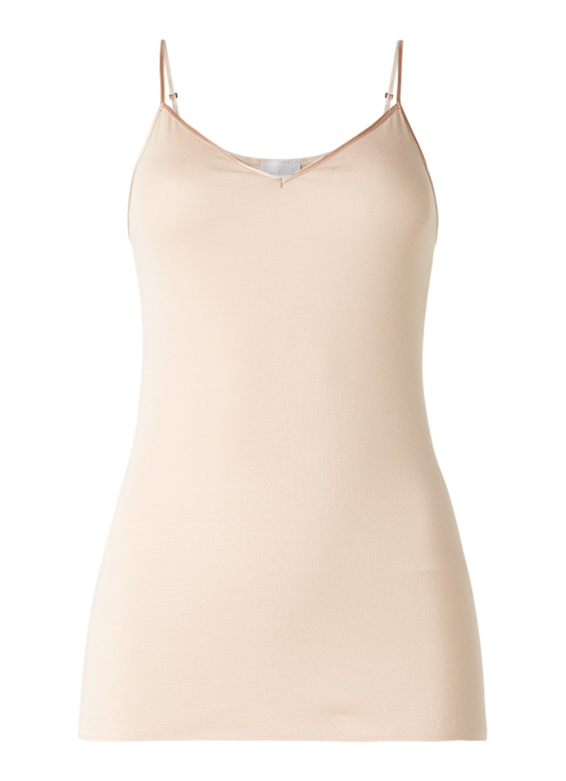 Hanro Naadloze top met spaghettibandjes - voorkant beige