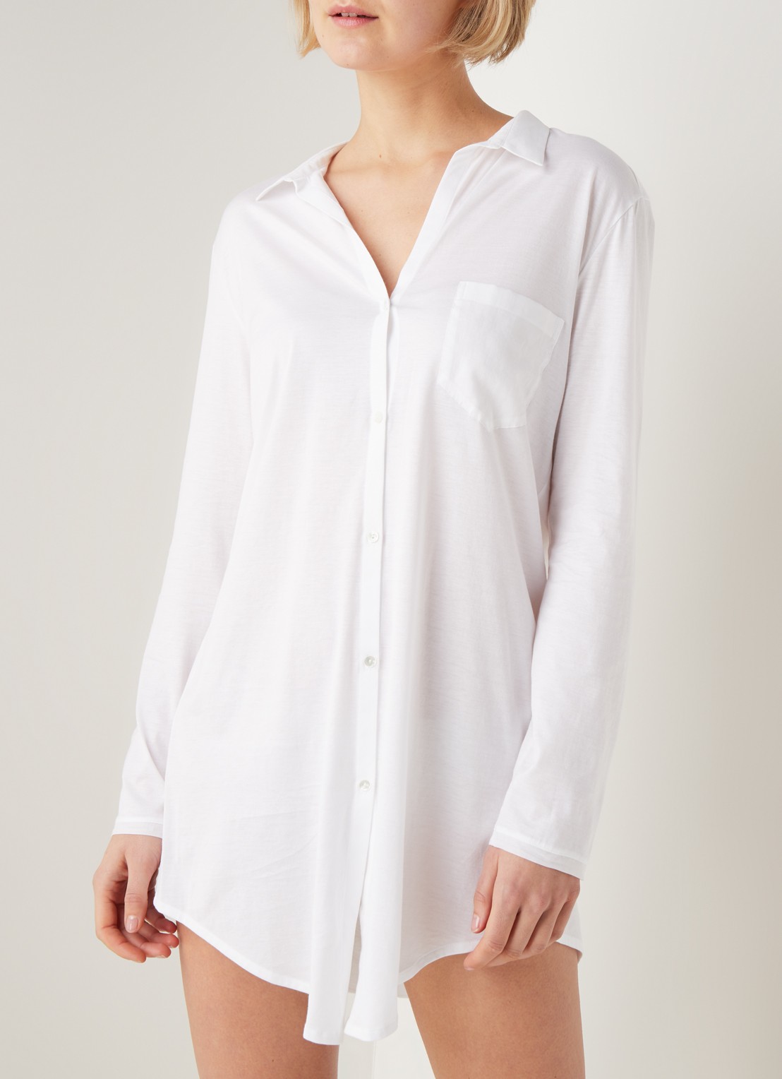 Hanro Nachthemd van jersey met borstzak - detail 2 wit