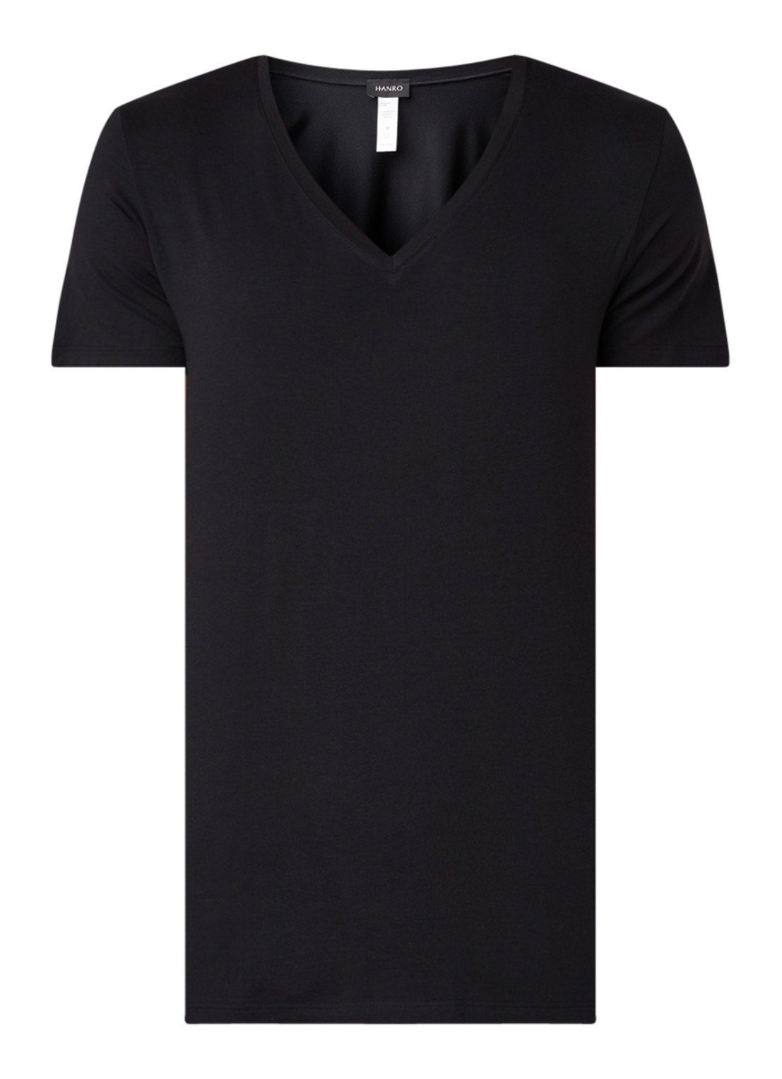 Hanro Pyjama T-shirt met V-hals - voorkant 3 zwart