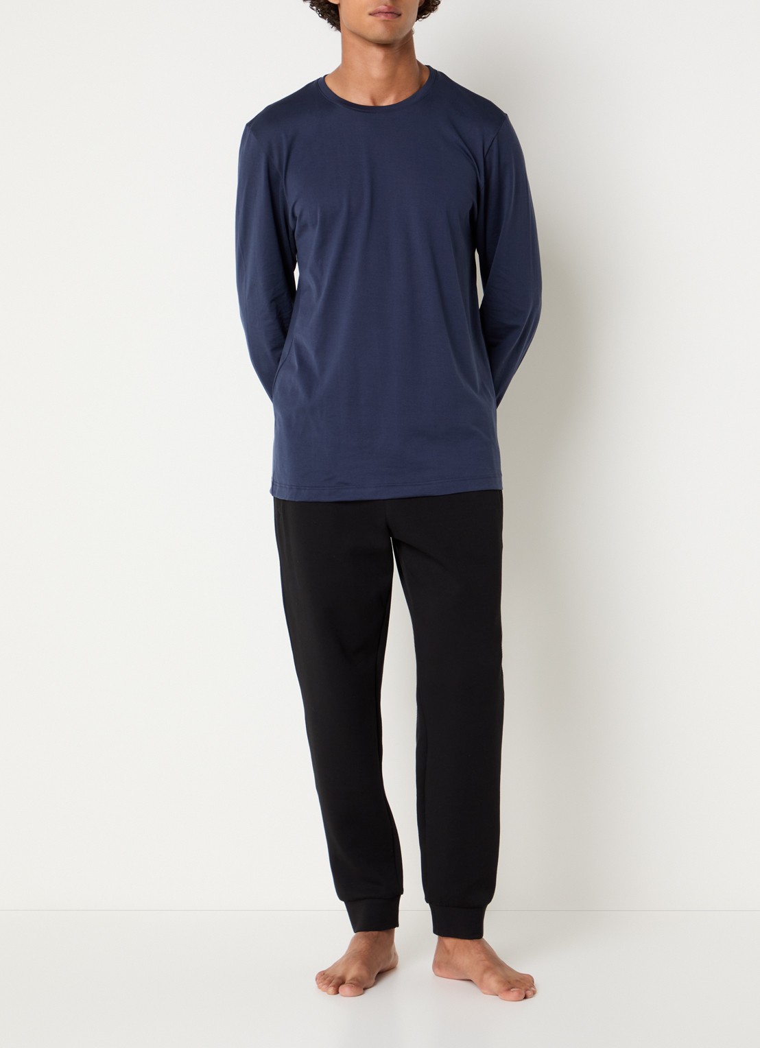 Hanro Pyjamatop met logo - voorkant 3 donkerblauw