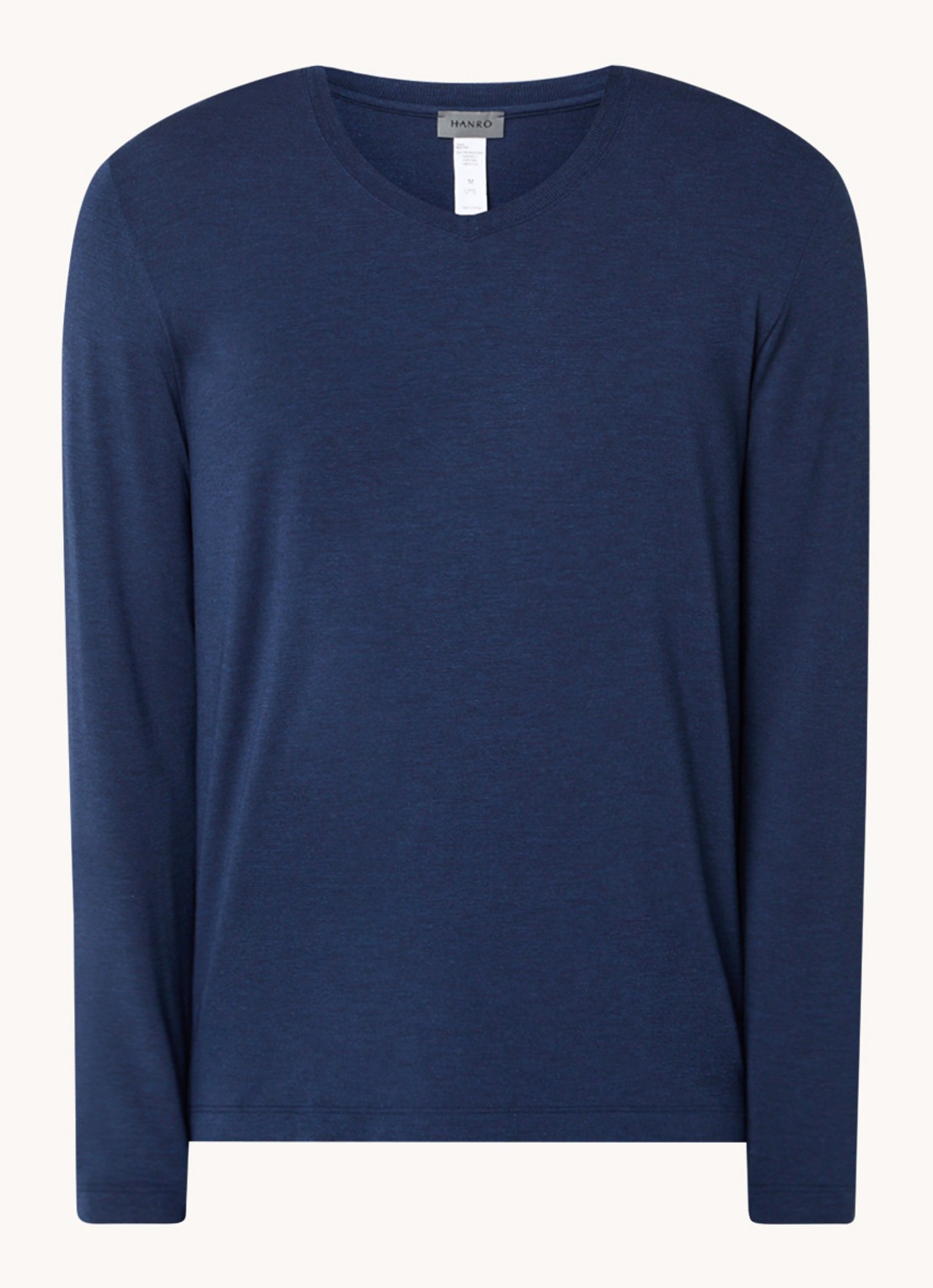 Hanro Pyjamatop met V-hals - voorkant donkerblauw