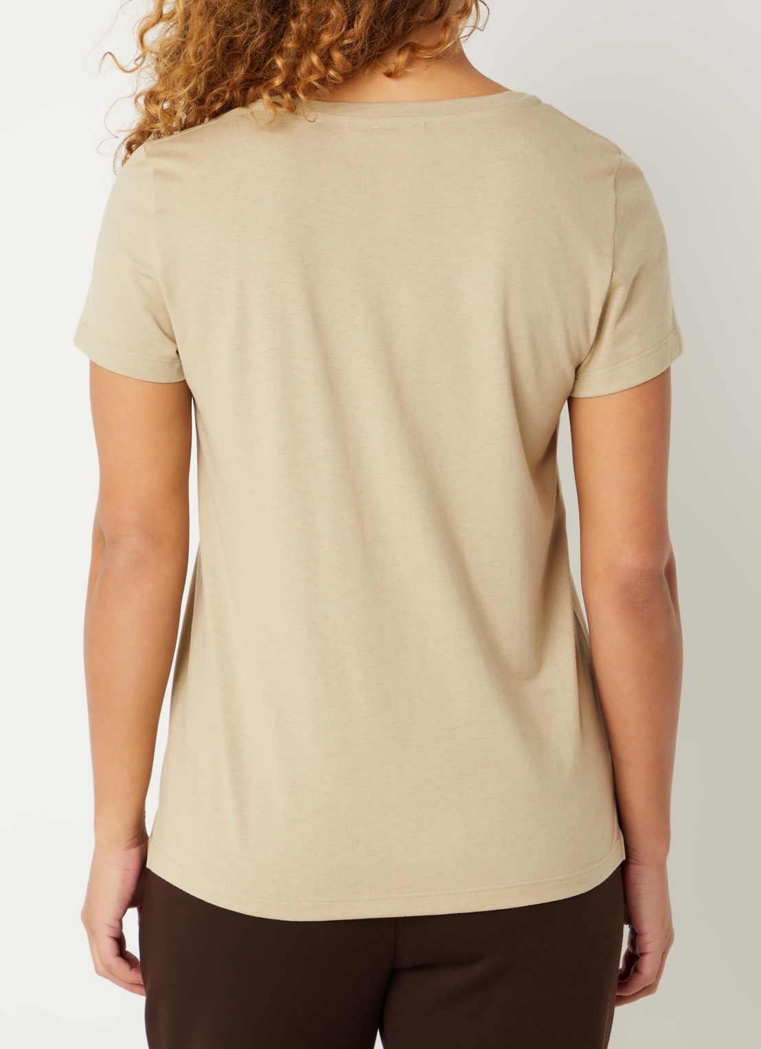 Hanro Pyjamatop met V-hals - achterkant 3 khaki