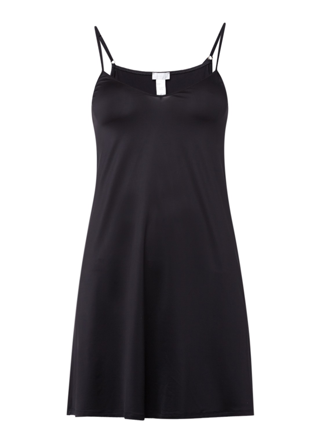 Hanro Satin Deluxe slipdress - voorkant 3 zwart
