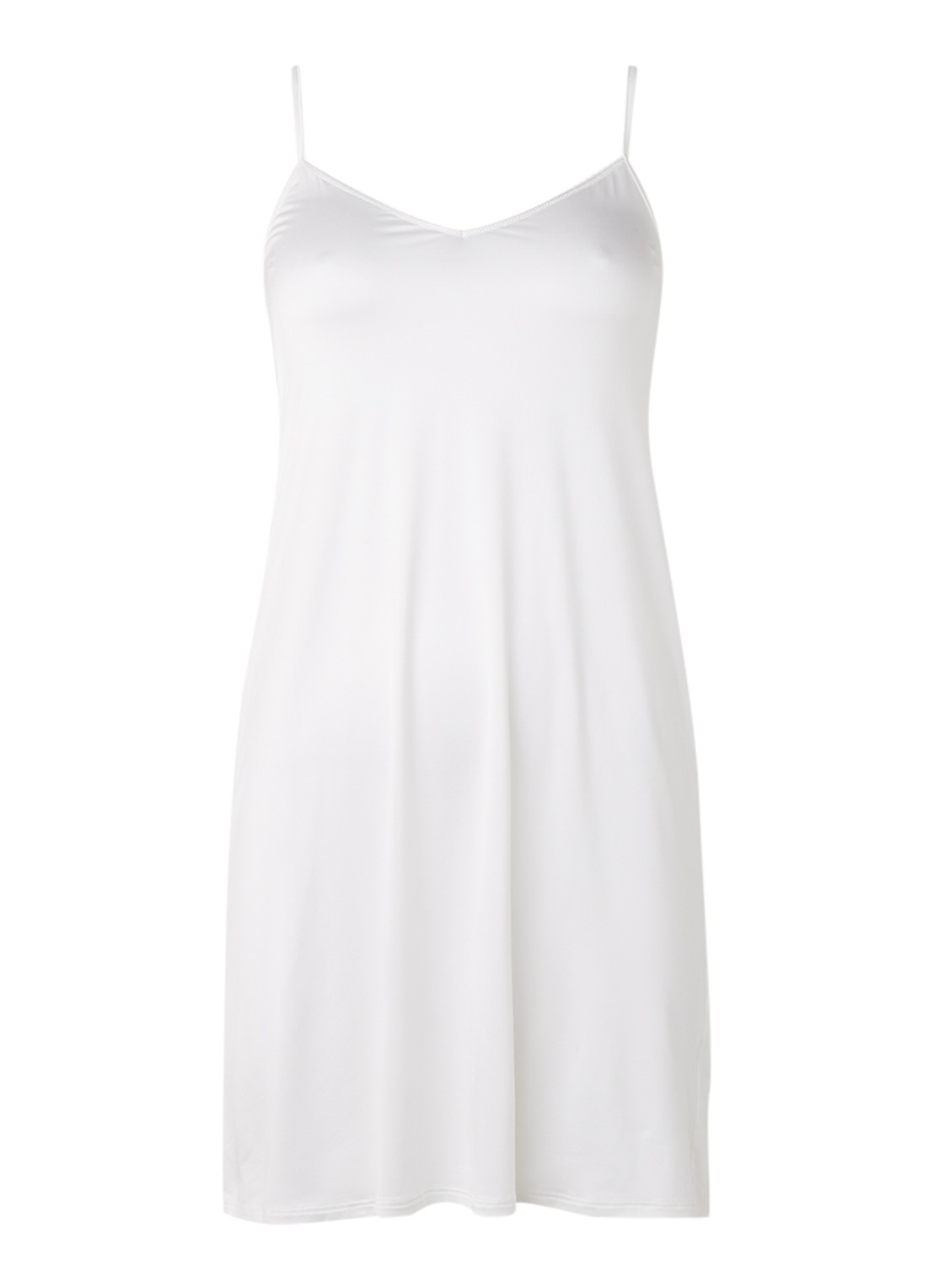 Hanro Satin Deluxe slipdress - voorkant gebroken wit