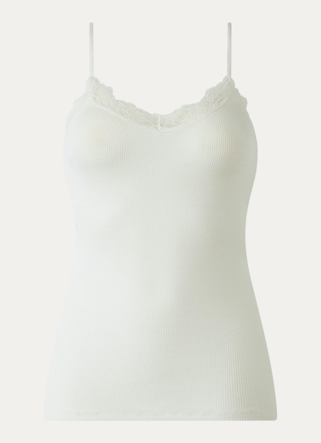 Hanro Singlet in wolblend - voorkant gebroken wit