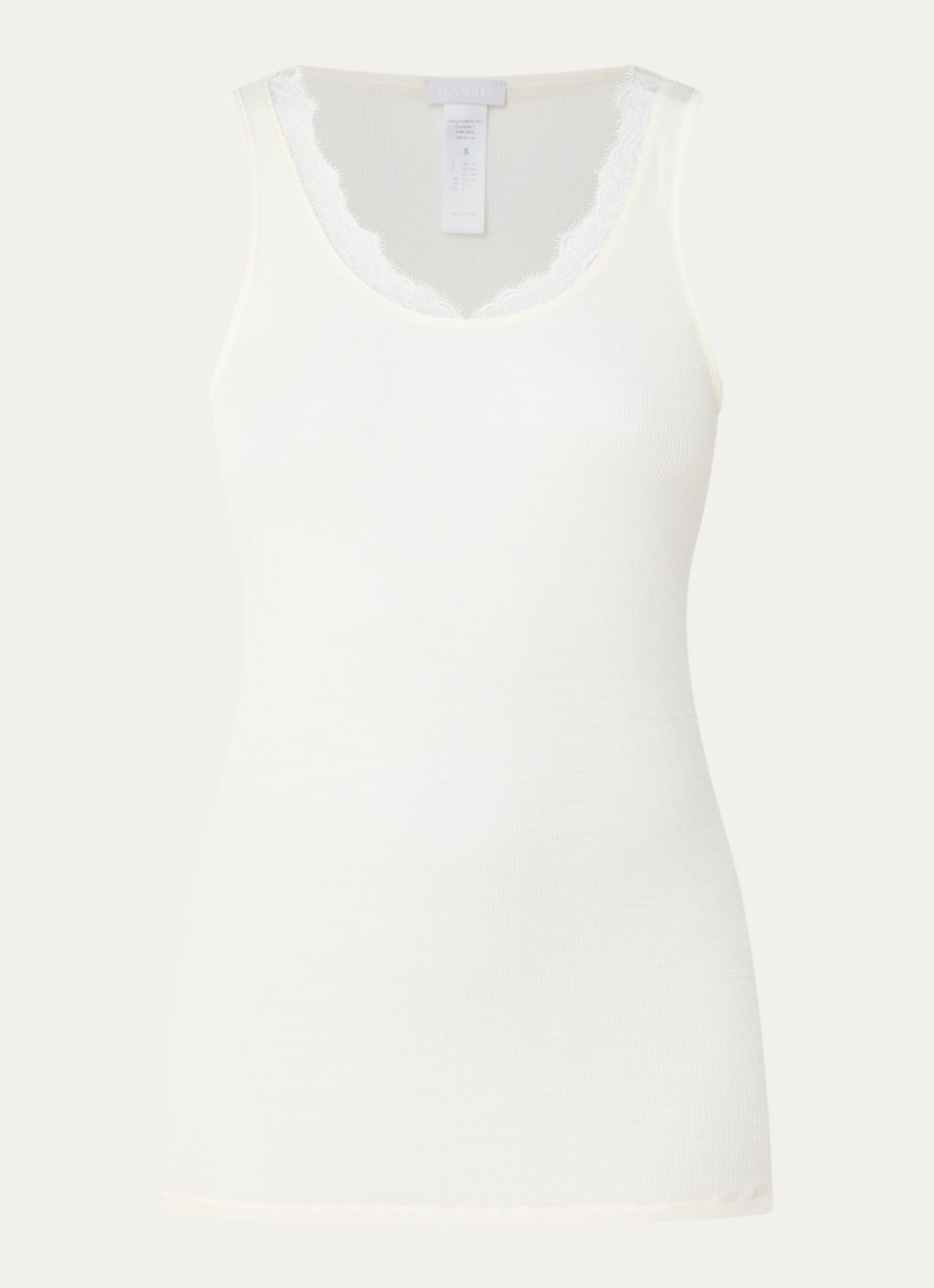 Hanro Singlet in zijdeblend met details van kant - voorkant 3 gebroken wit