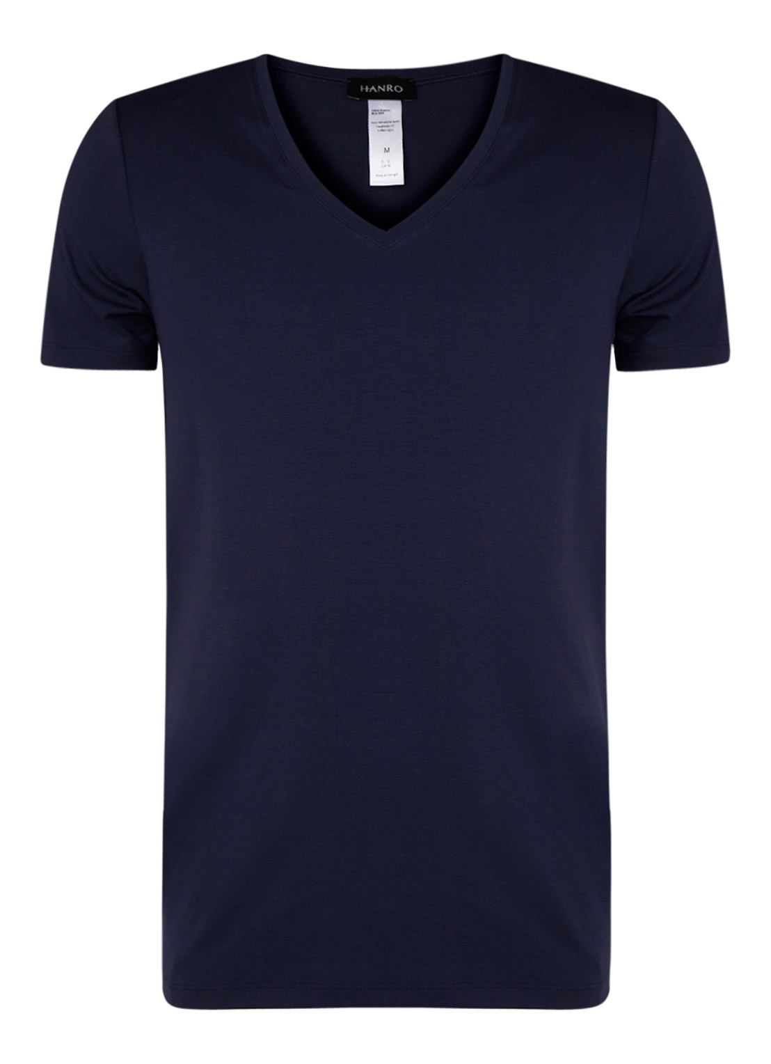 Hanro T-shirt met stretch en V-hals - voorkant donkerblauw