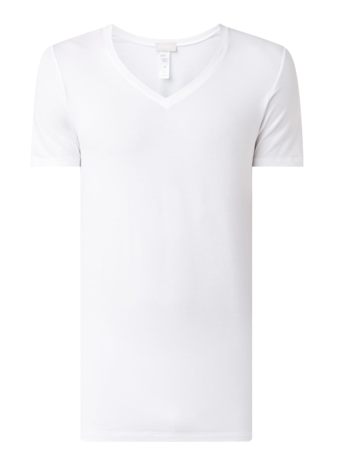 Hanro T-shirt met V-hals in uni - voorkant 2 wit