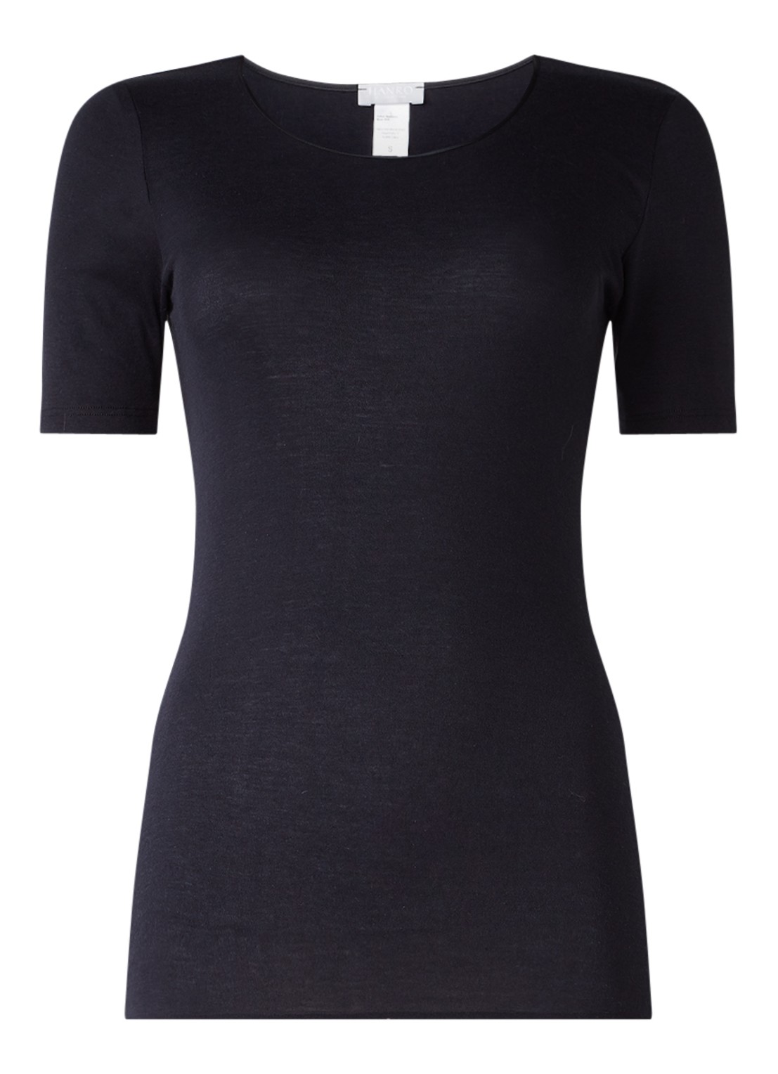 Hanro T-shirt van katoen - voorkant 2 zwart