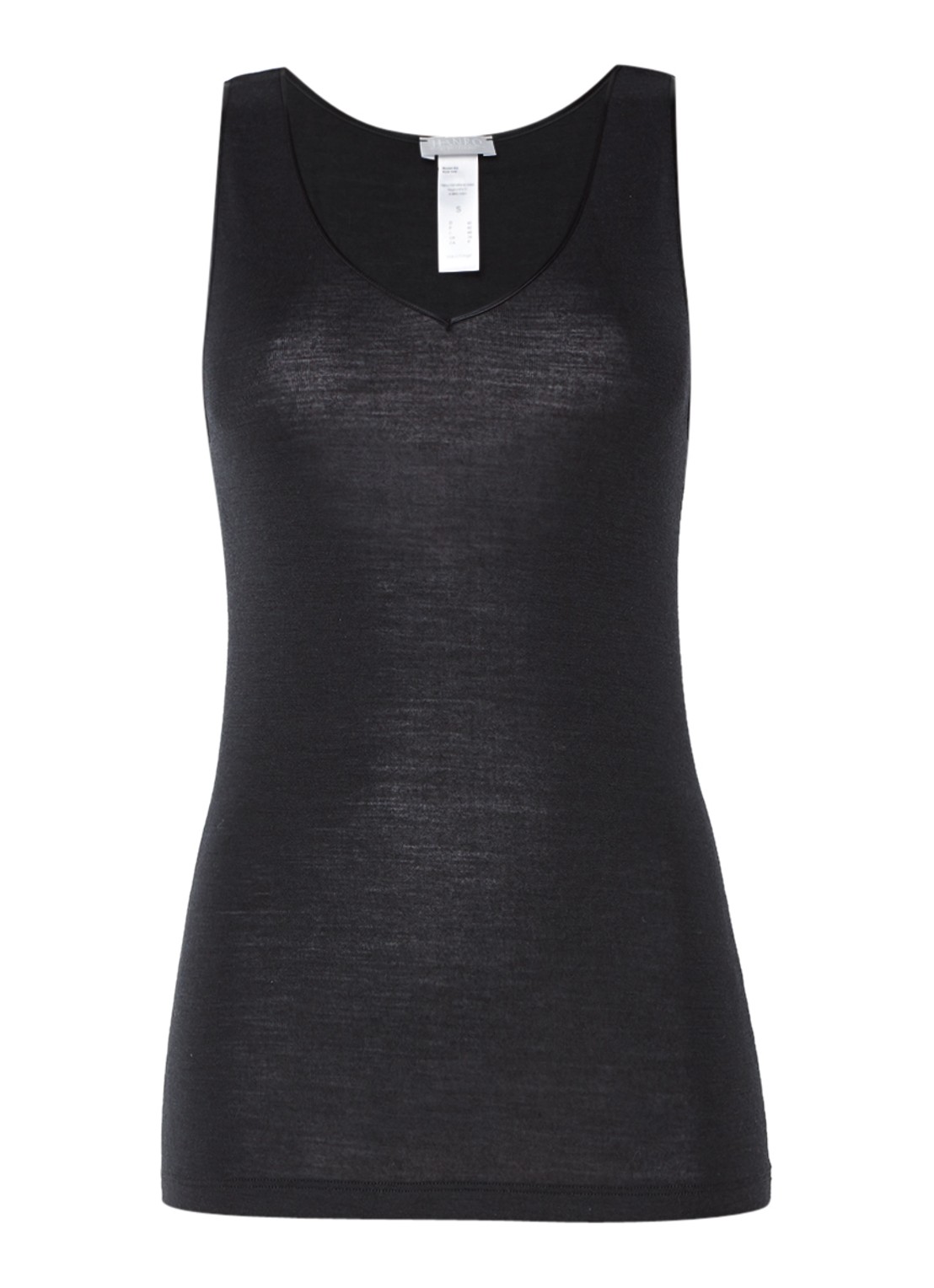 Hanro Woolen Silk tanktop in wolblend met zijde - voorkant 3 zwart