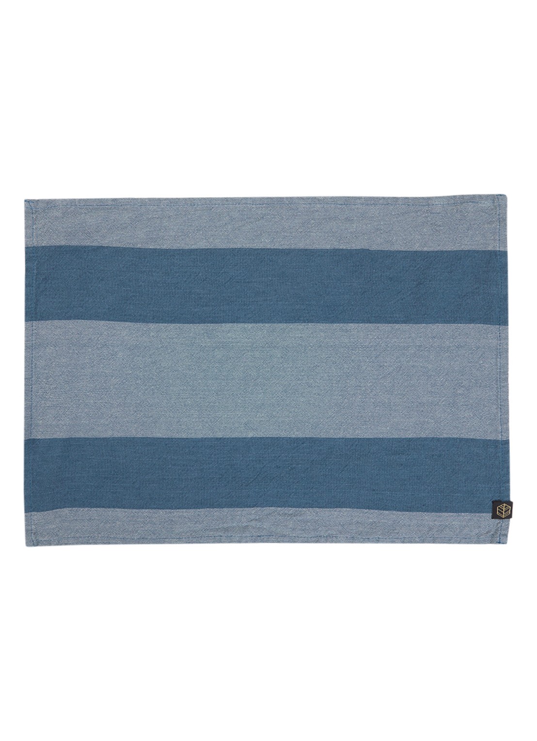 Haomy Santa Cruz servet met streepprint in linnenblend 35 x 48 cm  - voorkant blauw