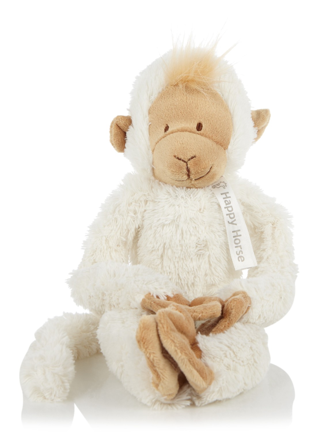 Happy Horse Hanging aap knuffel 42 cm - voorkant gebroken wit