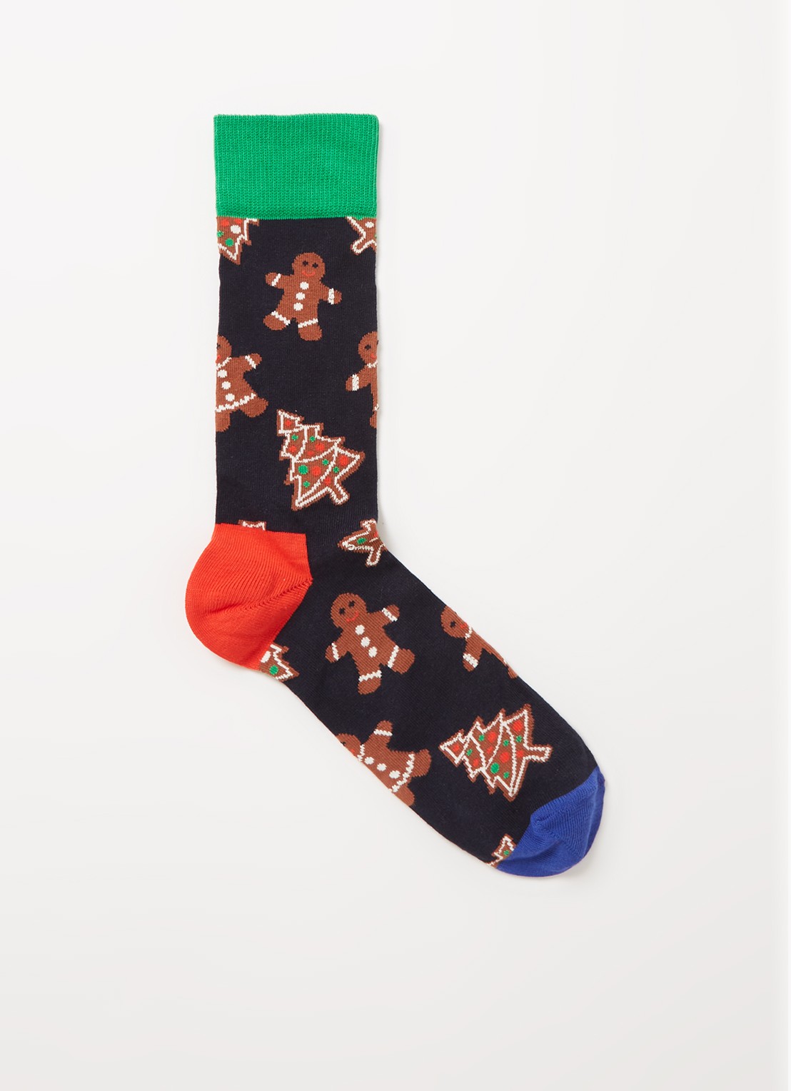 Happy Socks Gingerbread sokken met print in giftbox - voorkant donkerblauw