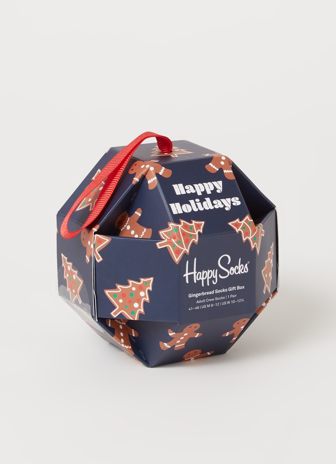 Happy Socks Gingerbread sokken met print in giftbox - voorkant 2 donkerblauw