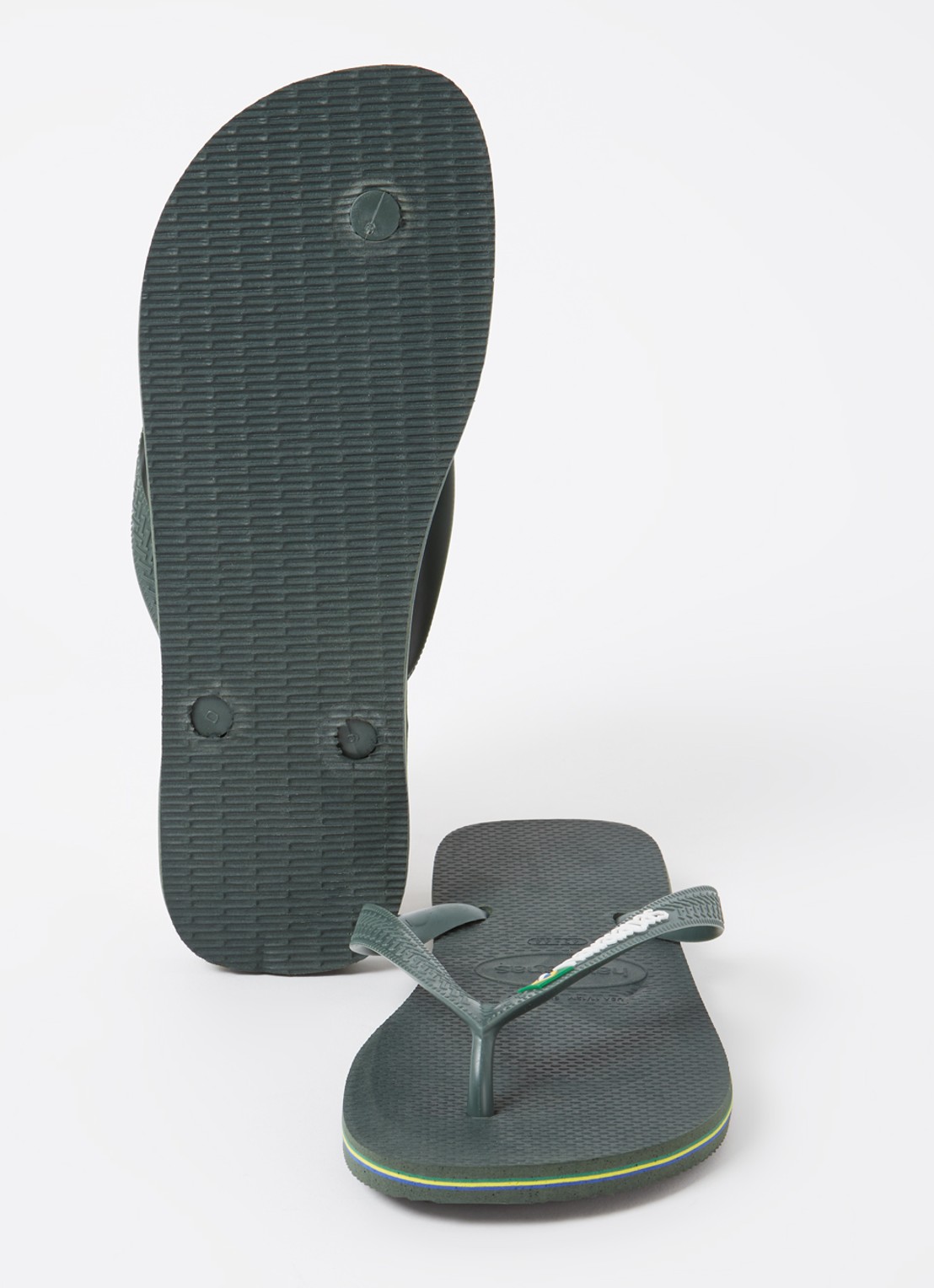 Havaianas Brasil slipper met logo - detail 2 bronsgroen