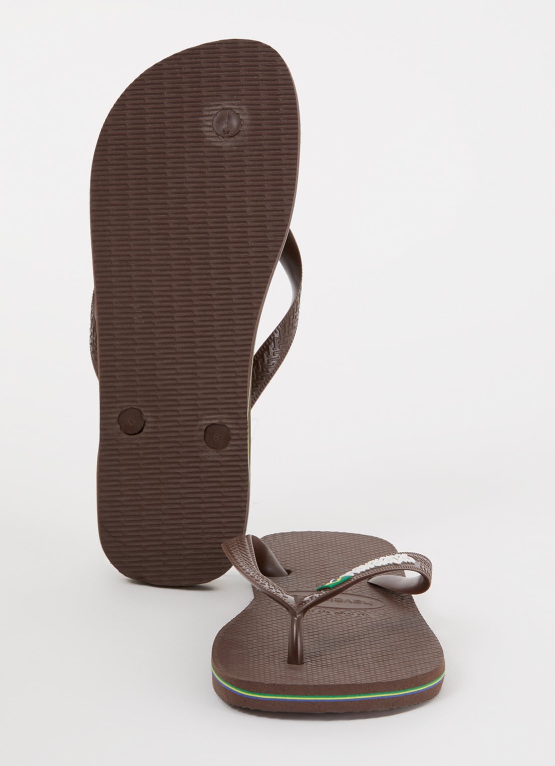 Havaianas Brasil slipper met logo - detail donkerbruin