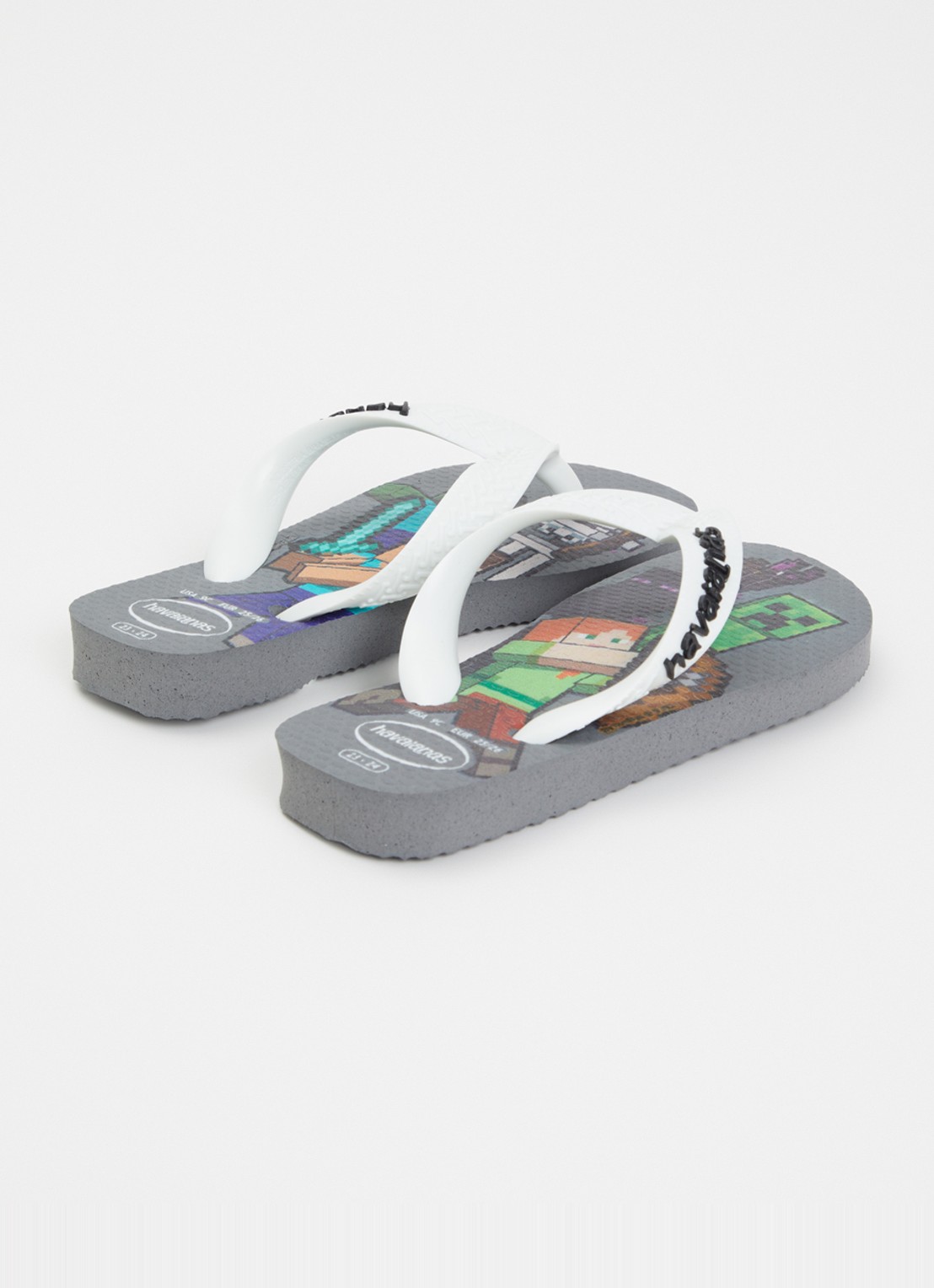 Havaianas Minecraft slipper met logo  - achterkant grijs