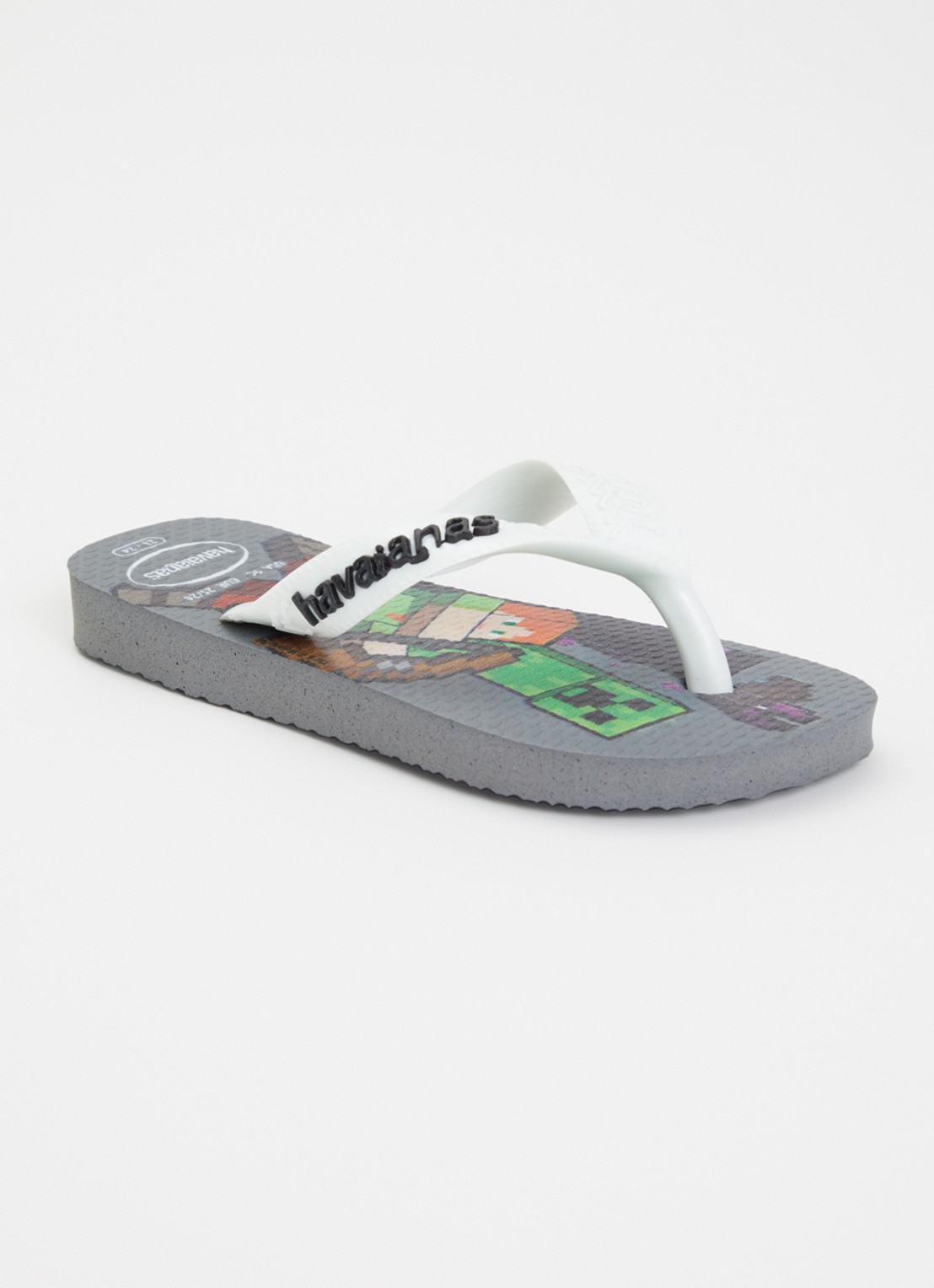 Havaianas Minecraft slipper met logo  - voorkant 3 grijs