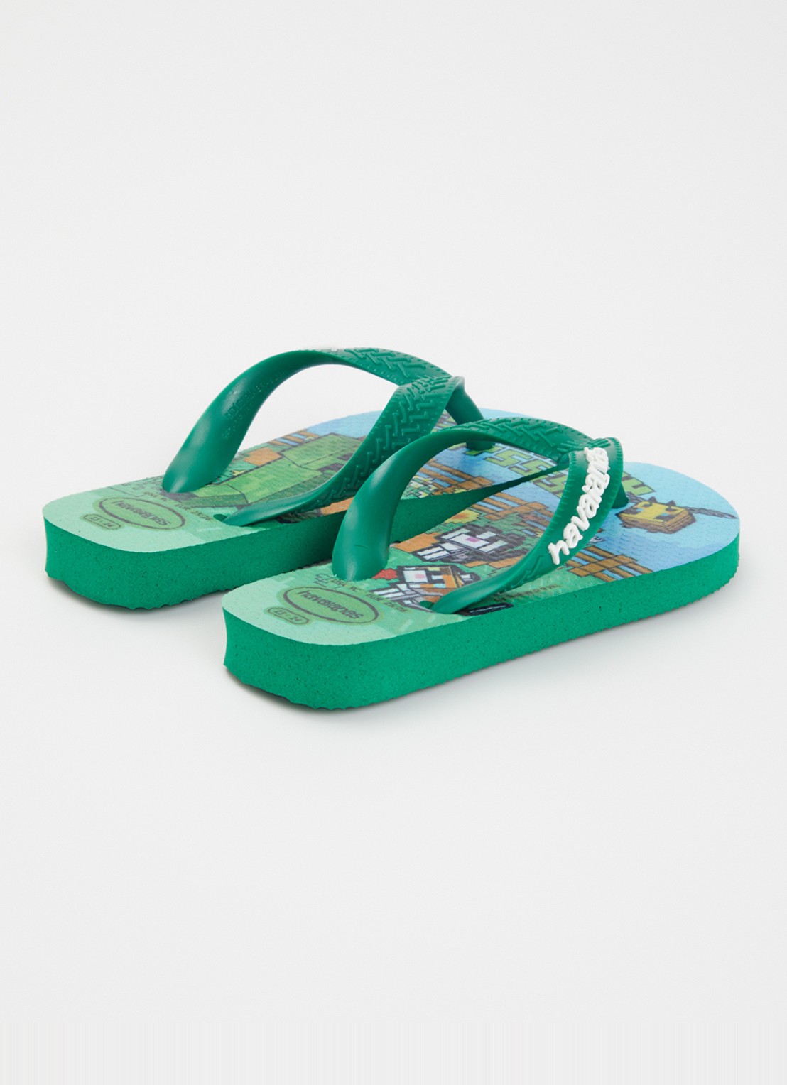 Havaianas Minecraft slipper met logo  - achterkant 2 groen