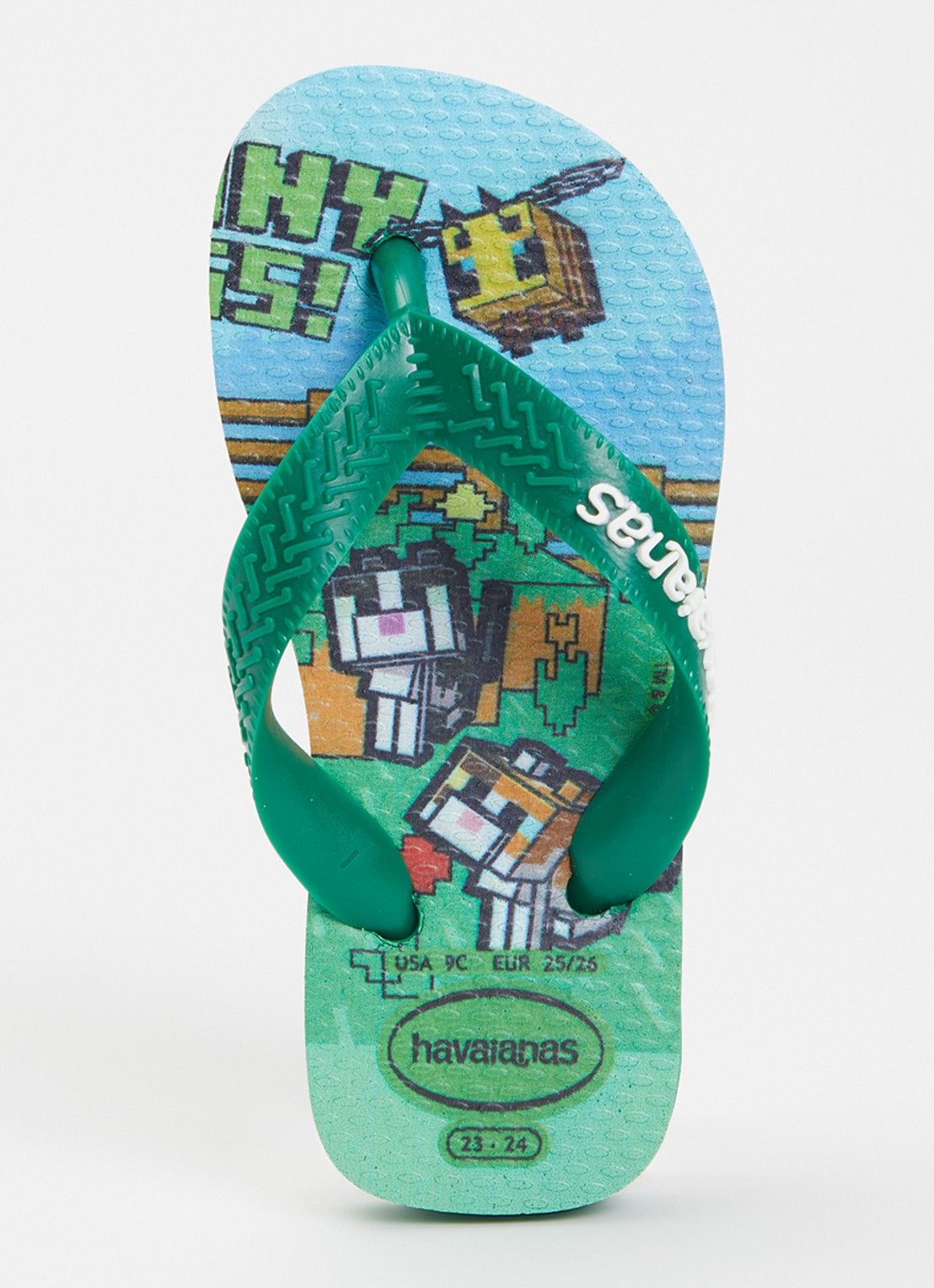 Havaianas Minecraft slipper met logo  - voorkant 3 groen