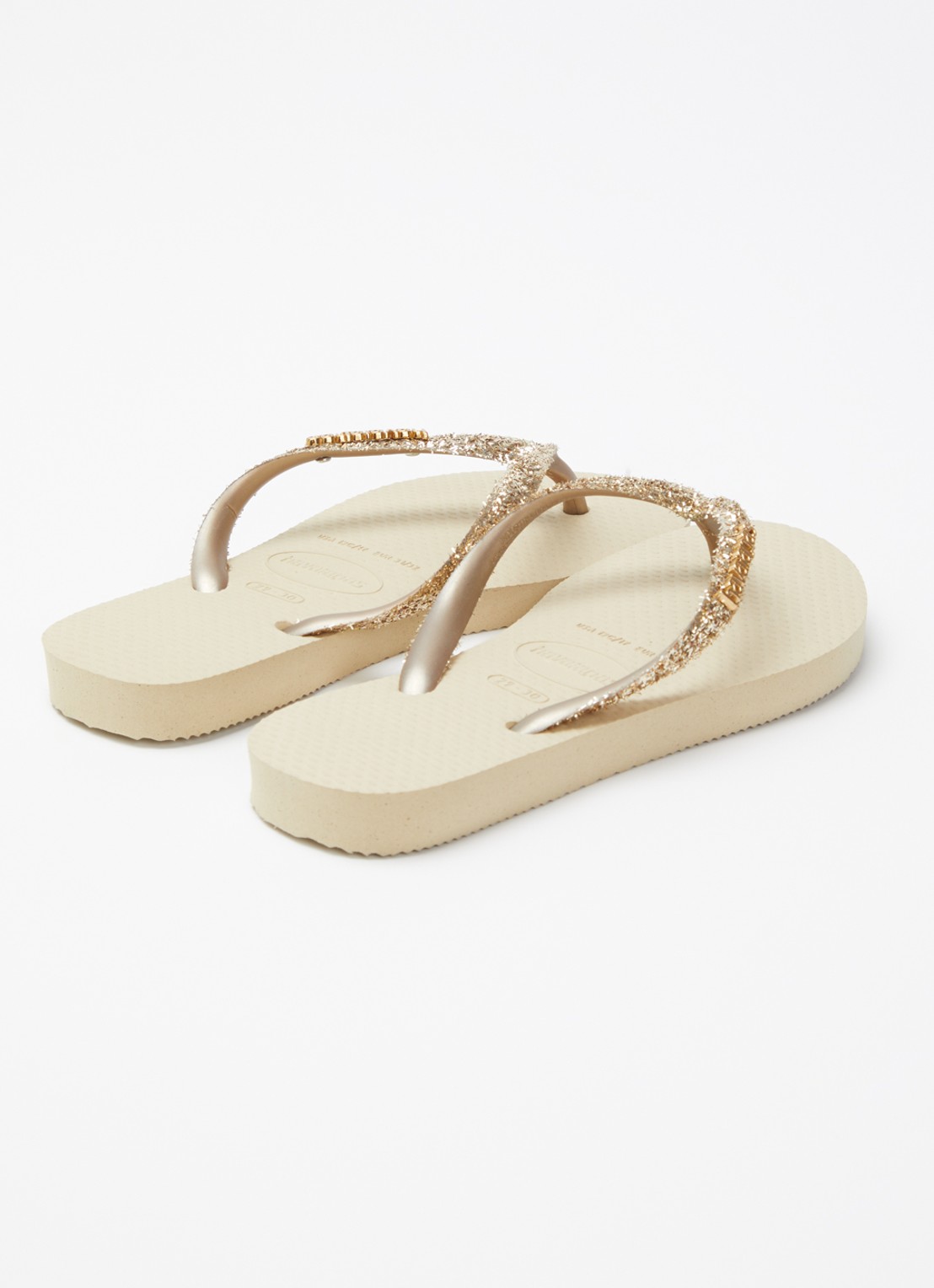 Havaianas Slim Glitter II slipper met glitter - achterkant khaki