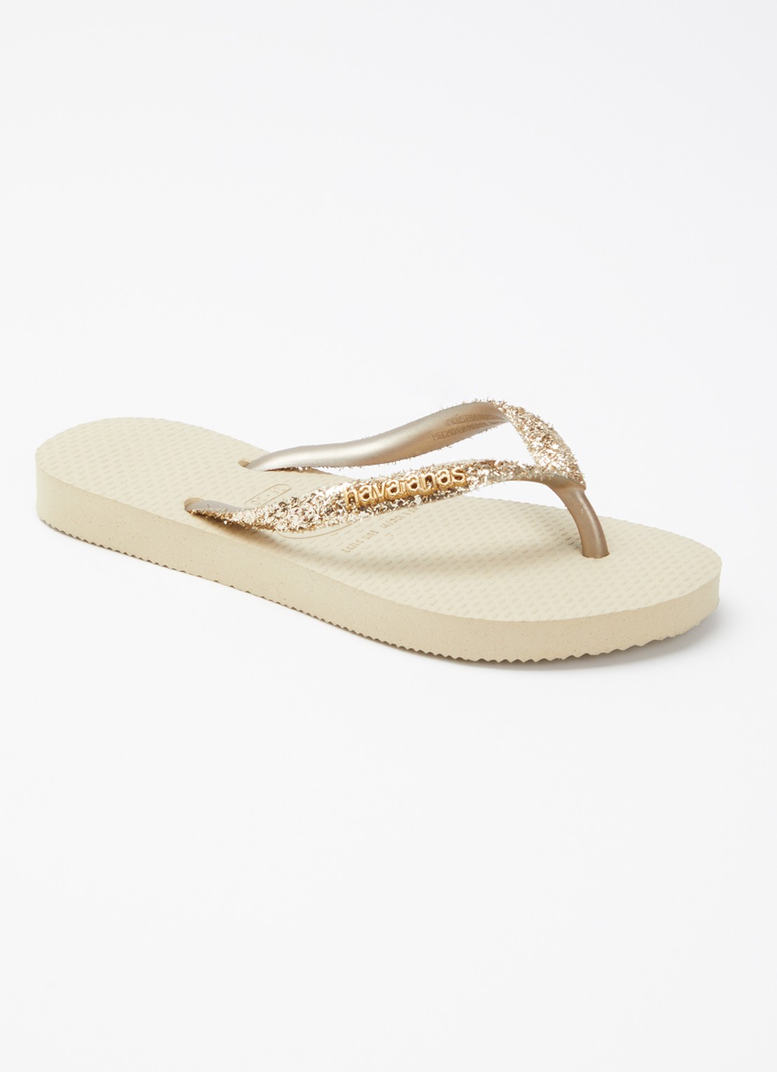 Havaianas Slim Glitter II slipper met glitter - voorkant 4 khaki