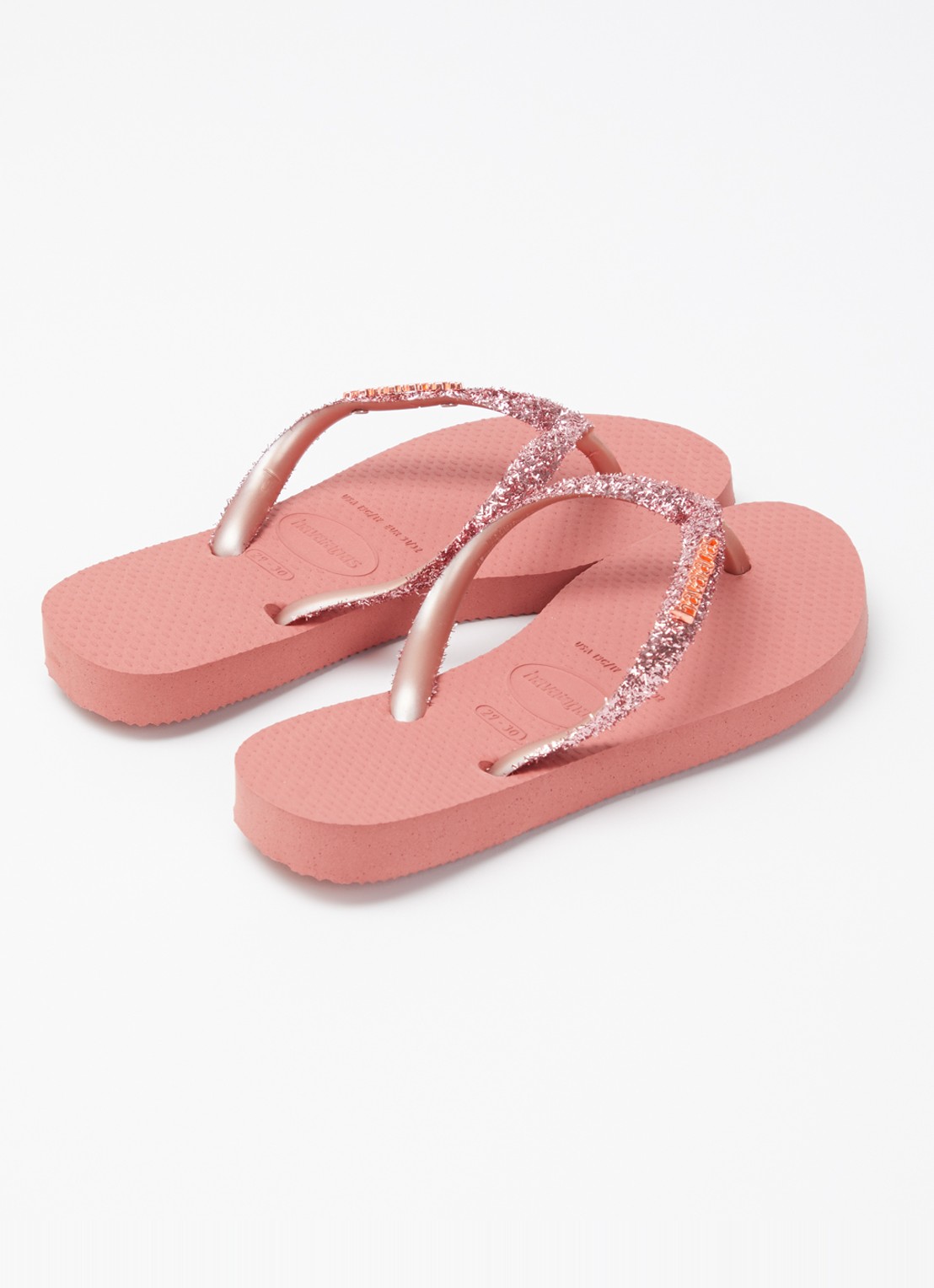 Havaianas Slim Glitter II slipper met glitter - achterkant koraalrood