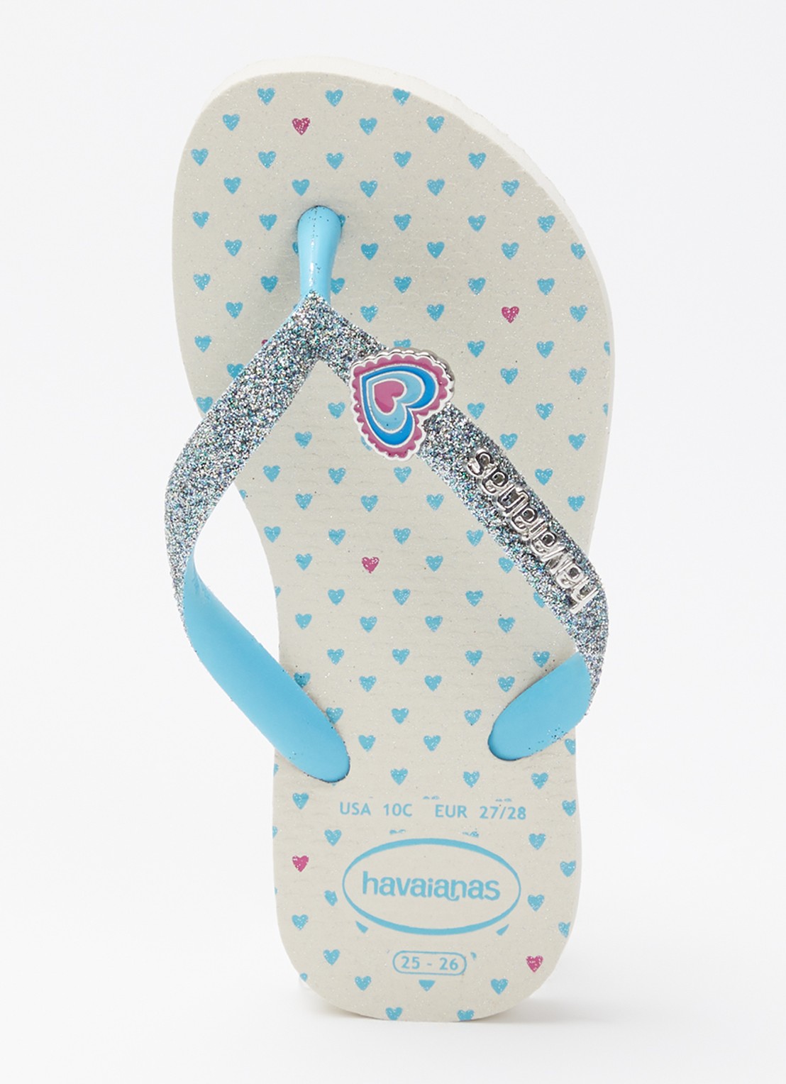 Havaianas Slim Glitter II slipper met glitter - voorkant aquablauw