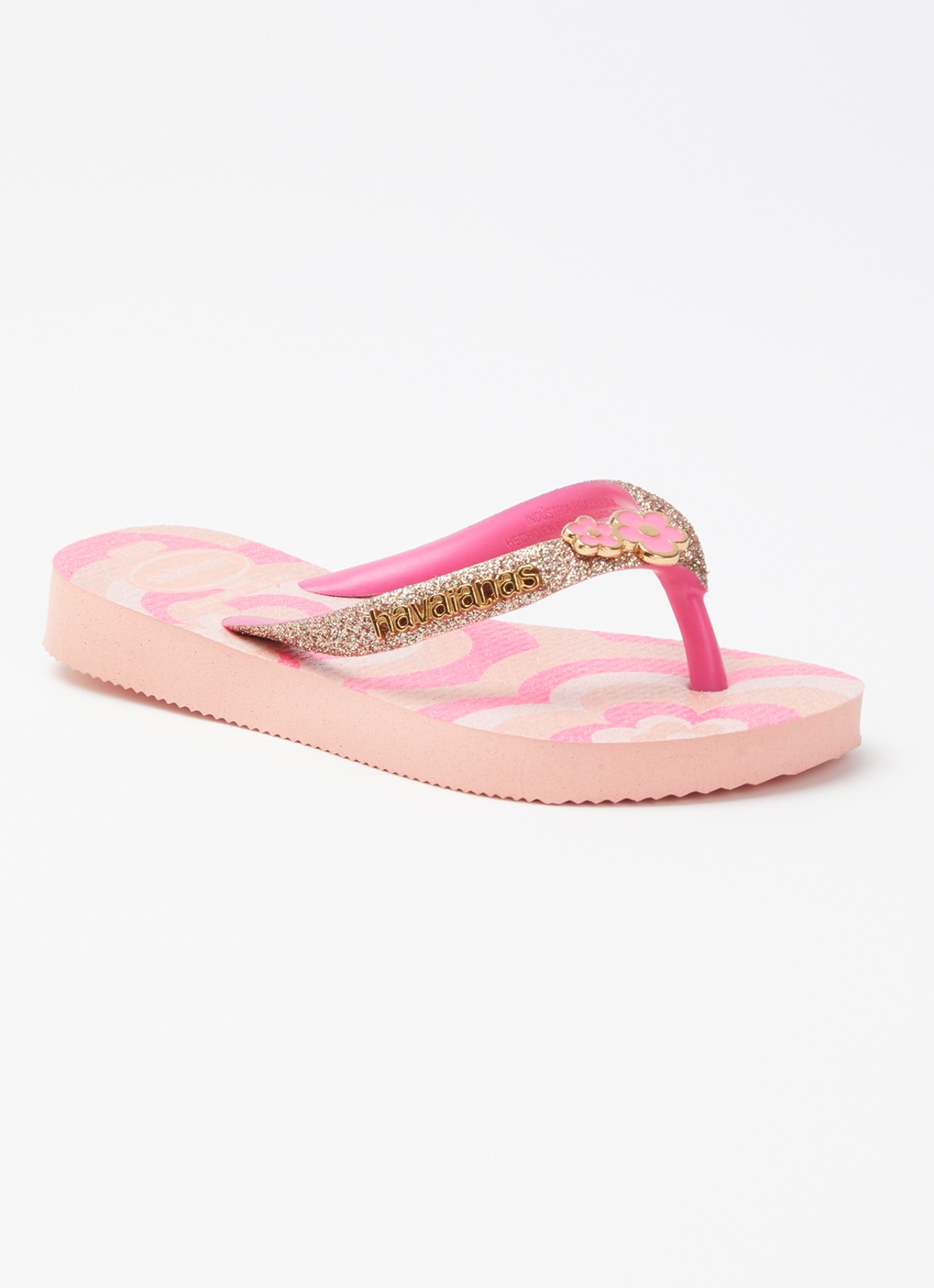 Havaianas Slim Glitter II slipper met glitter - voorkant 2 zalmroze