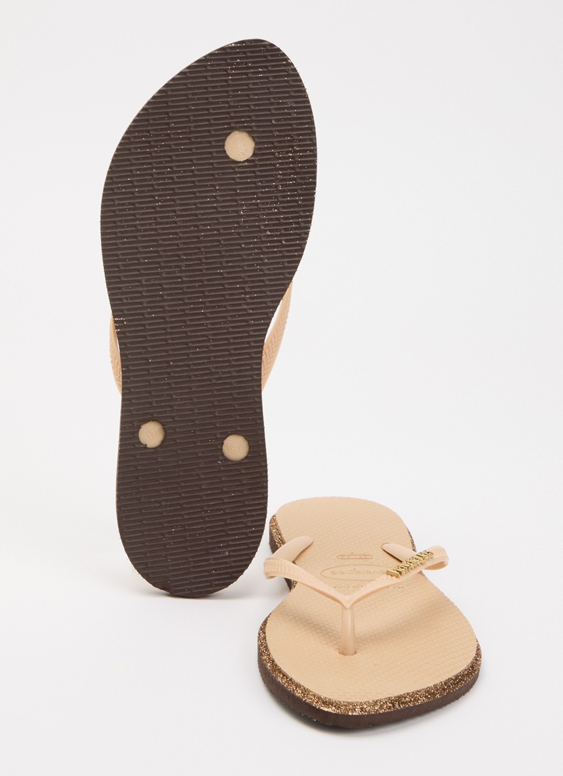 Havaianas Slim Point Glitter slipper met glitter en logo - detail 4 camel