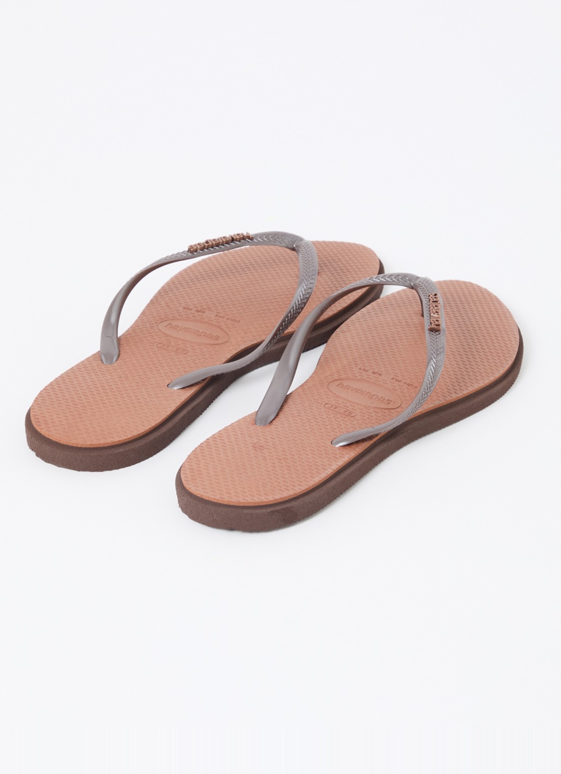 Havaianas Slim Point slipper met logo - achterkant 3 donkerbruin