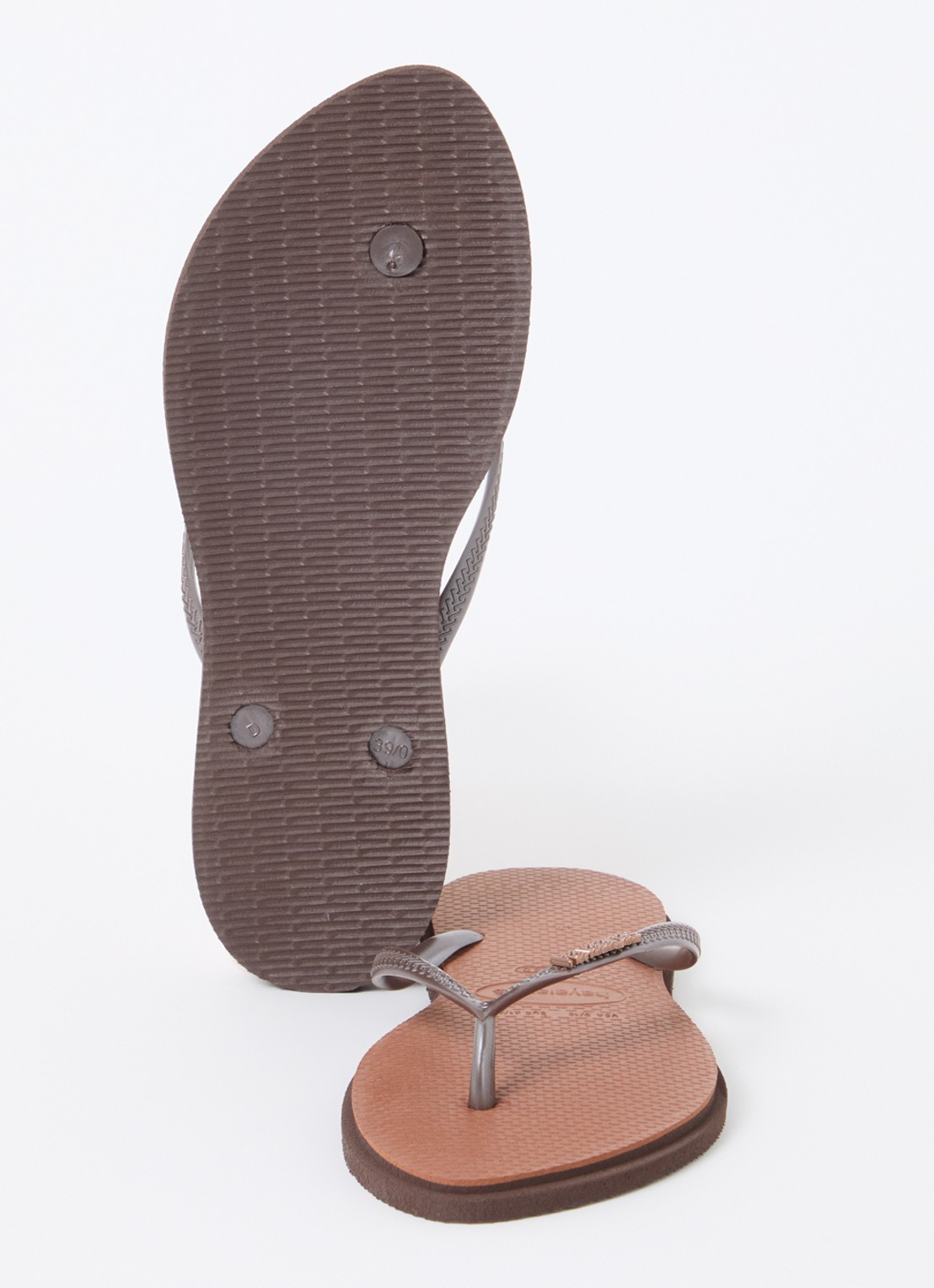 Havaianas Slim Point slipper met logo - detail 4 donkerbruin