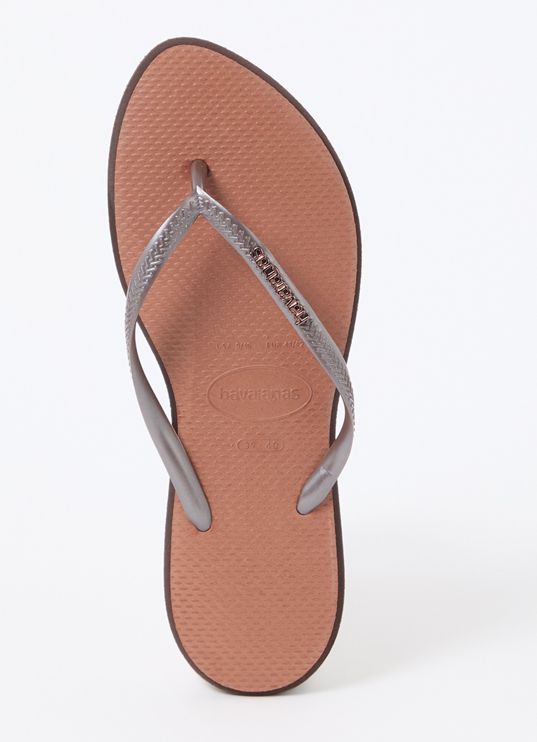 Havaianas Slim Point slipper met logo - voorkant donkerbruin