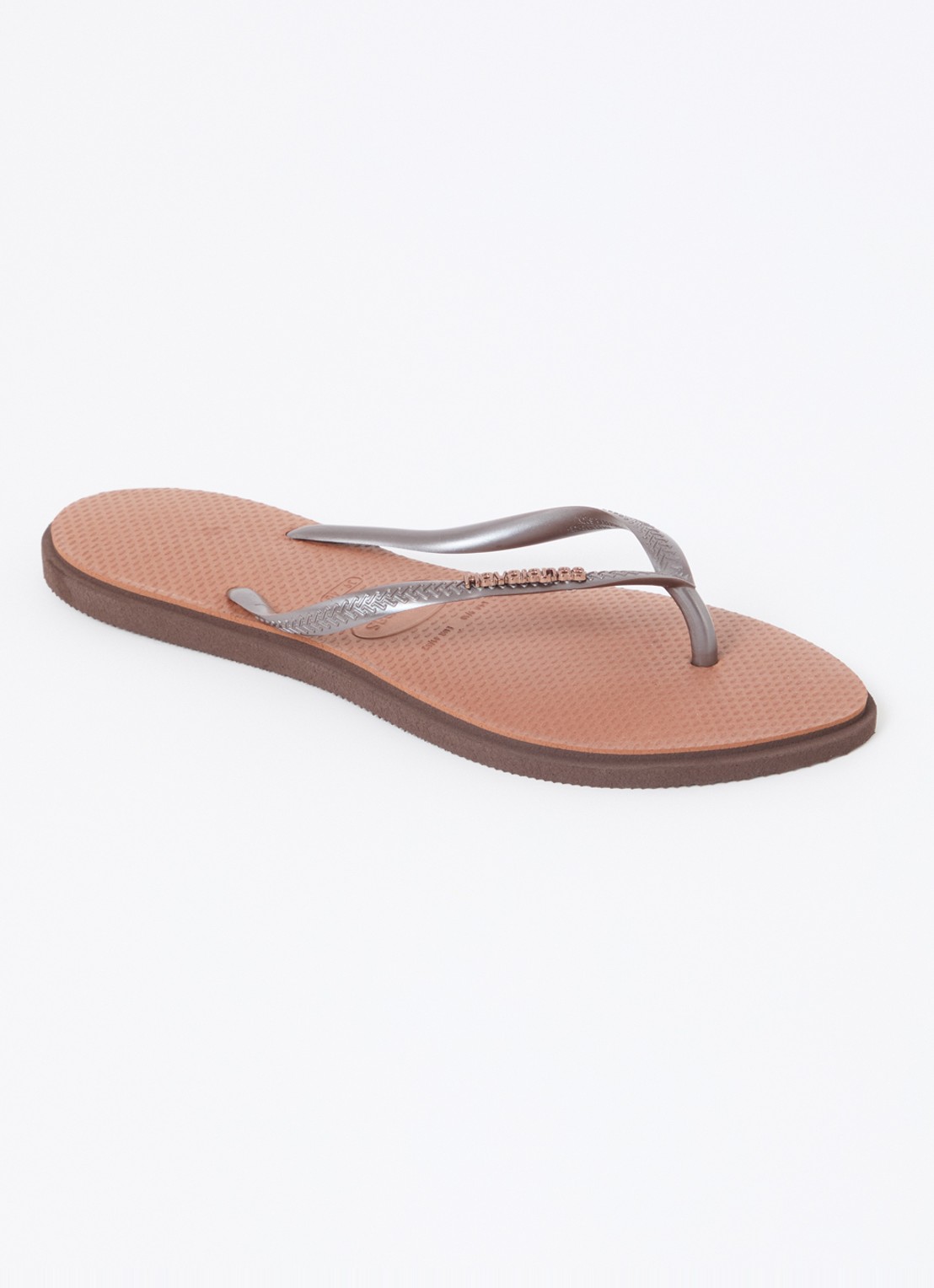 Havaianas Slim Point slipper met logo - voorkant 2 donkerbruin