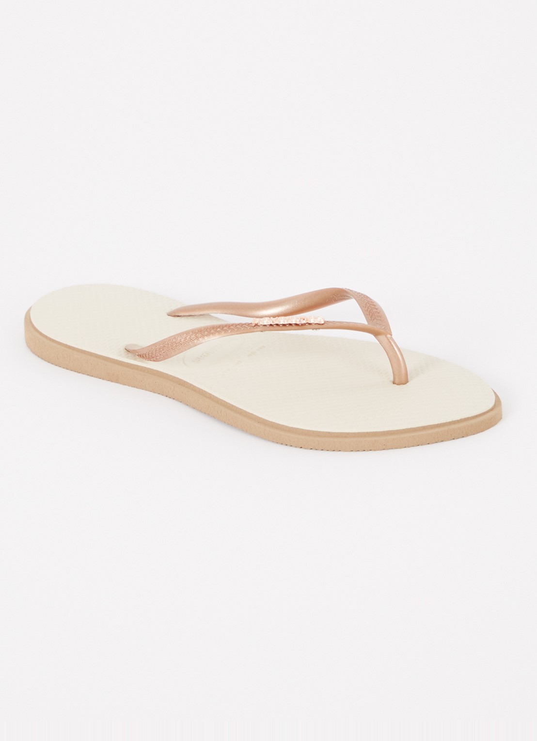 Havaianas Slim Point slipper met logo - voorkant 2 camel