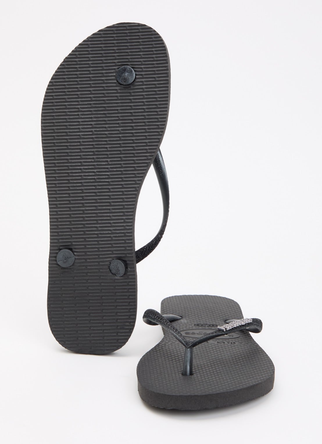 Havaianas Slim slipper met glitter - detail zwart