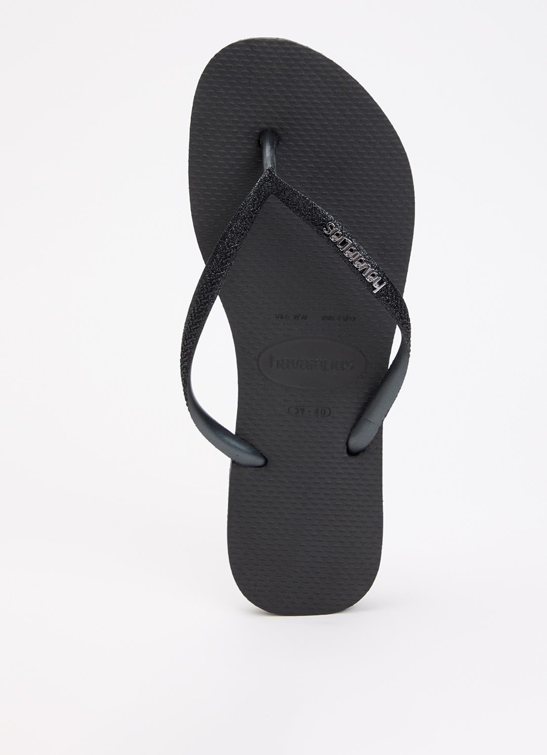 Havaianas Slim slipper met glitter - voorkant 2 zwart