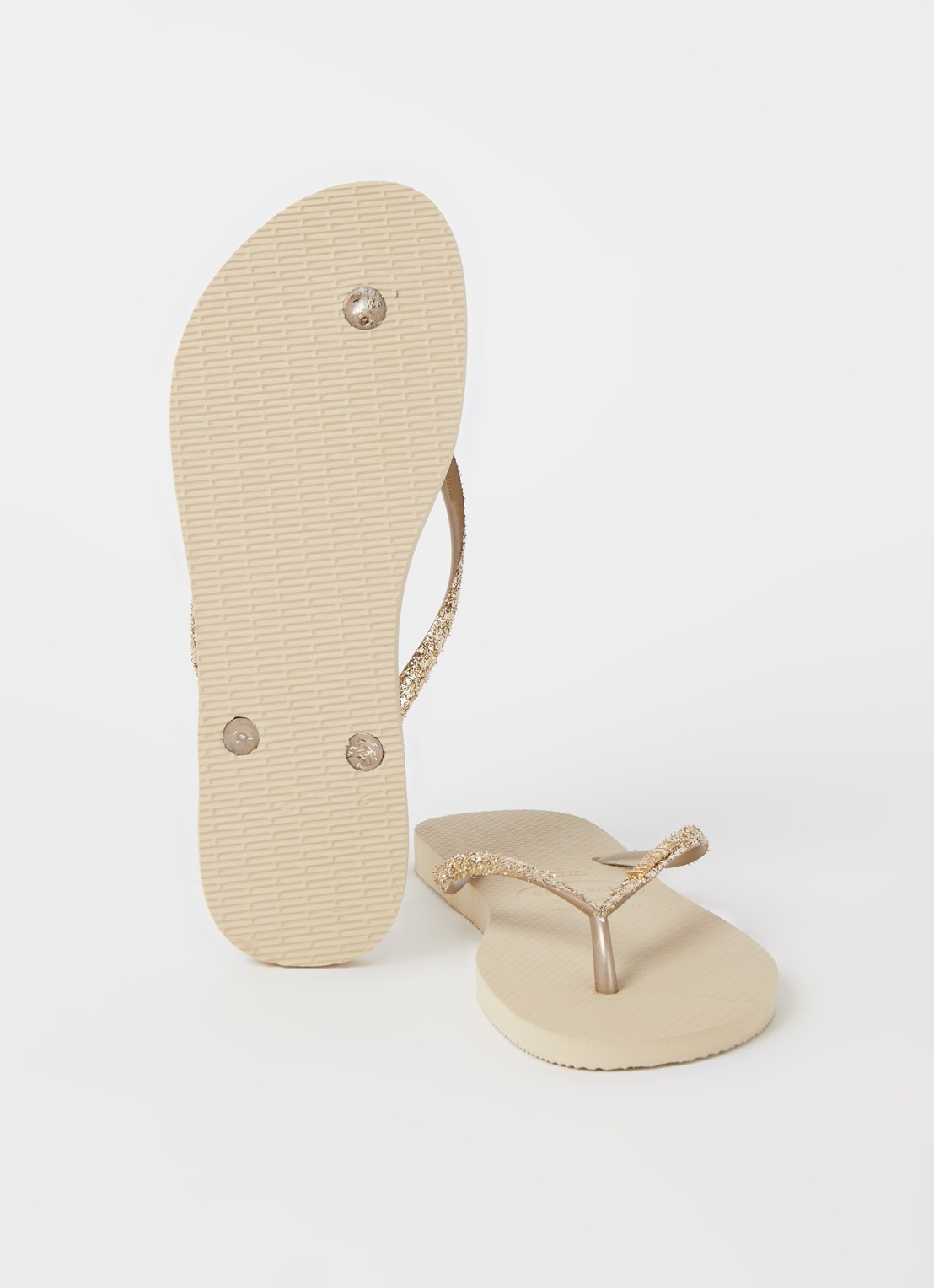Havaianas Slim slipper met glitter - detail 2 zand
