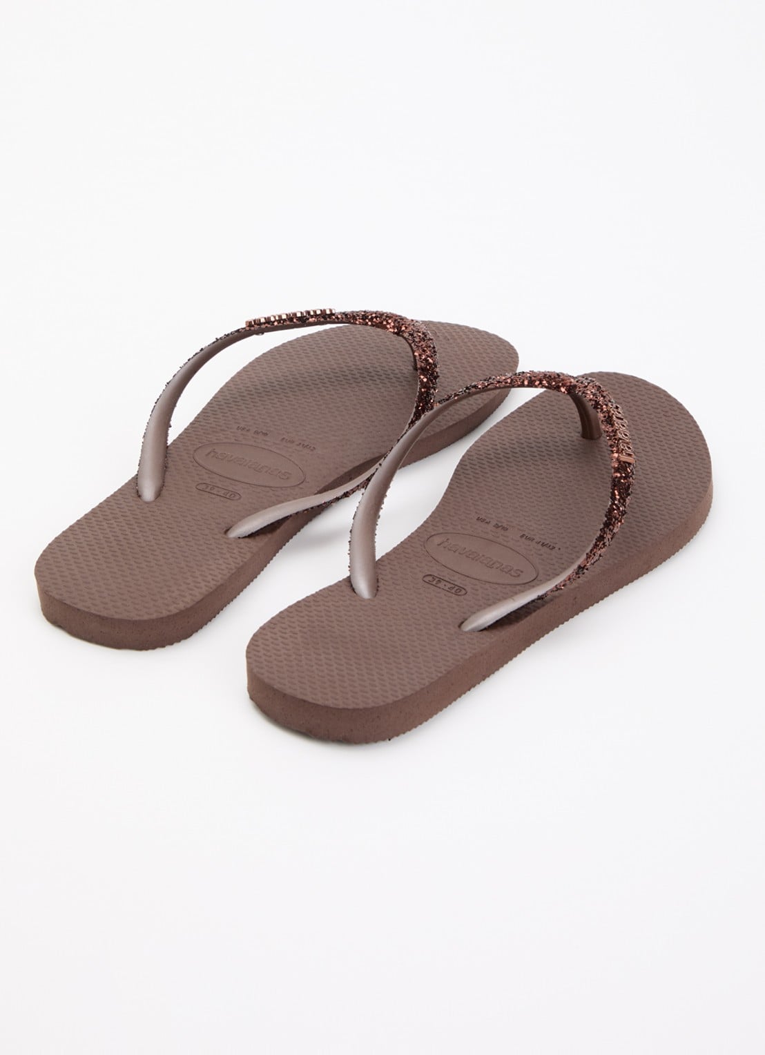 Havaianas Slim slipper met glitter - achterkant 4 donkerbruin