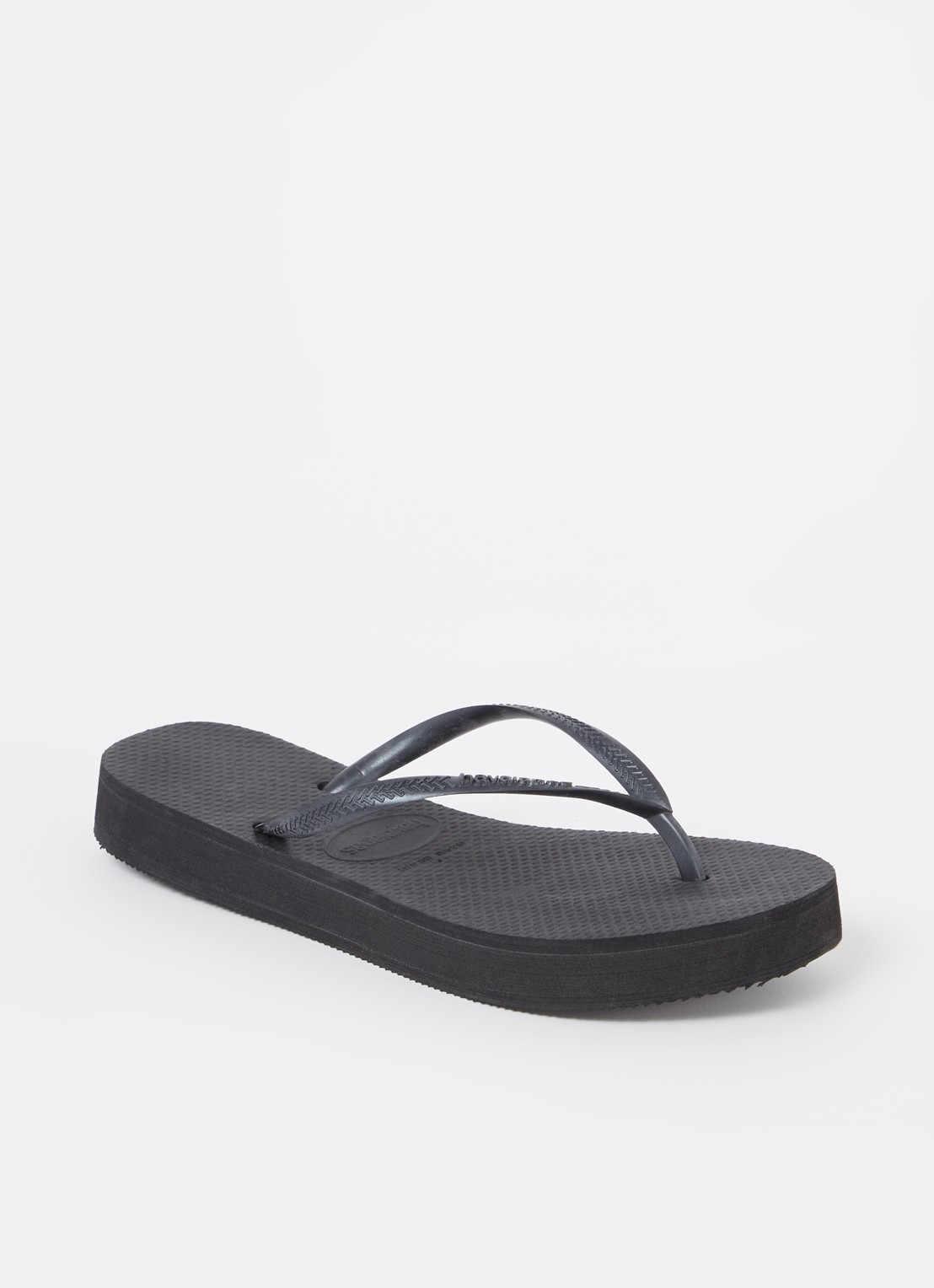 Havaianas Slim slipper met logo - voorkant 2 zwart