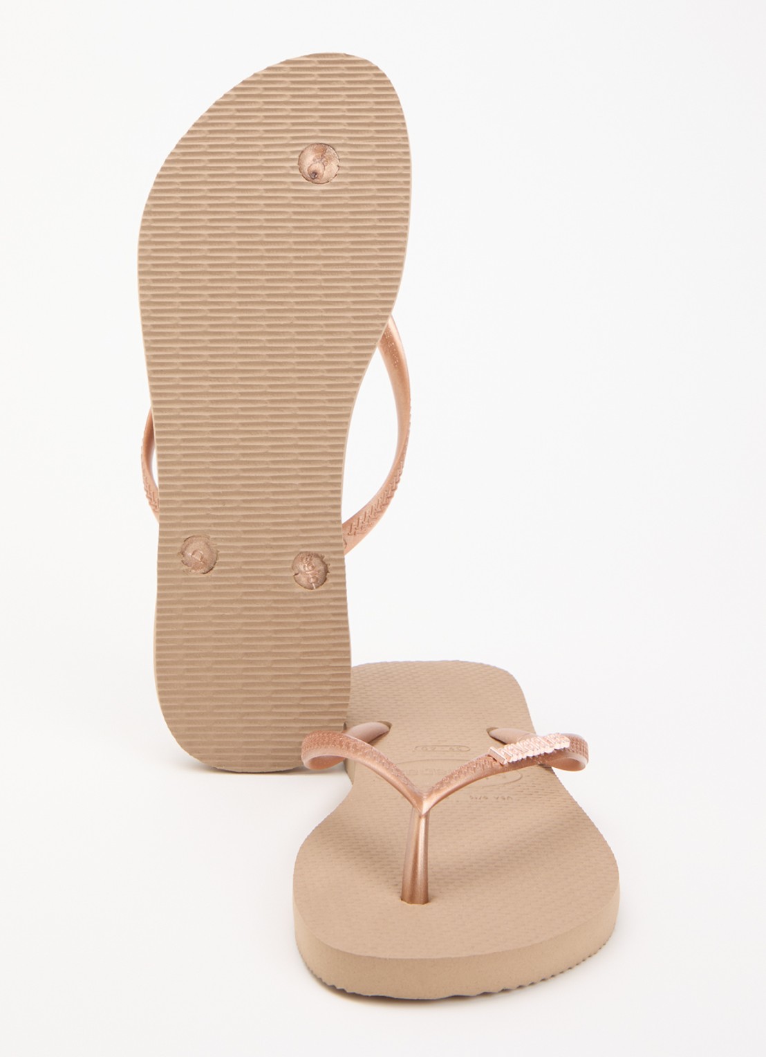 Havaianas Slim slipper met logo - detail roségoud
