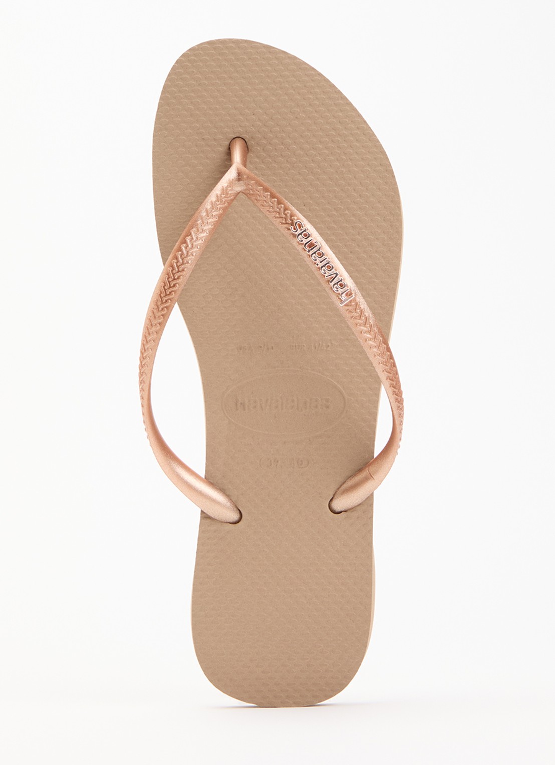 Havaianas Slim slipper met logo - voorkant 2 roségoud