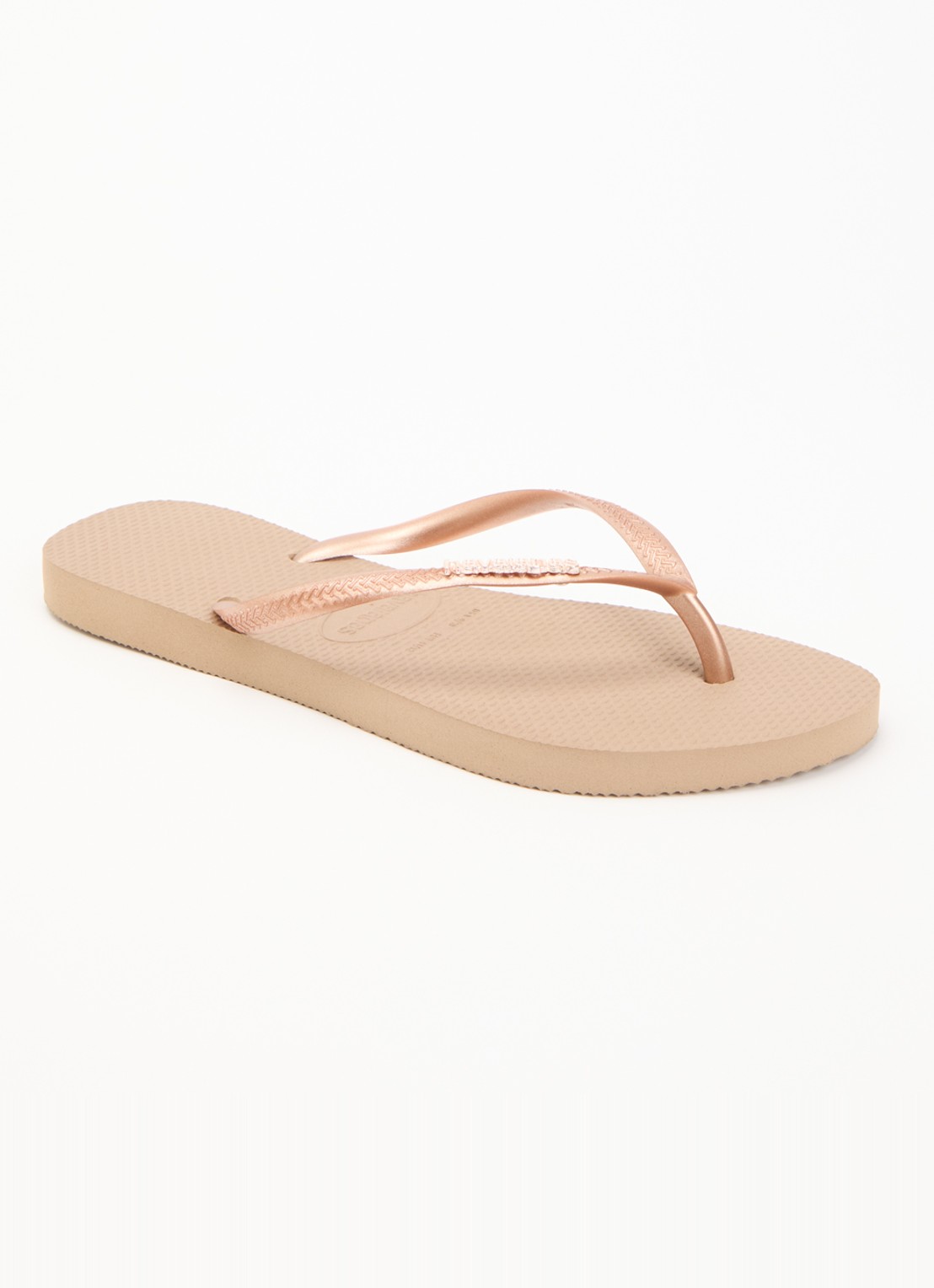 Havaianas Slim slipper met logo - voorkant 3 roségoud