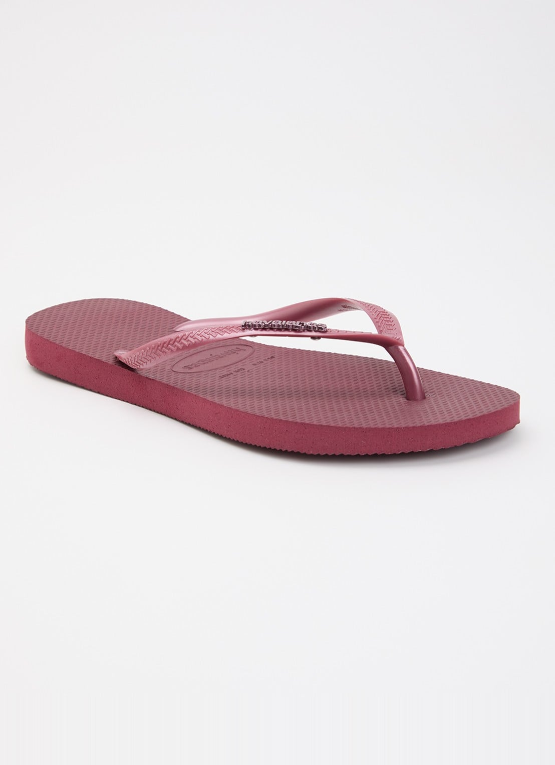 Havaianas Slim slipper met logo - voorkant 4 donkerroze