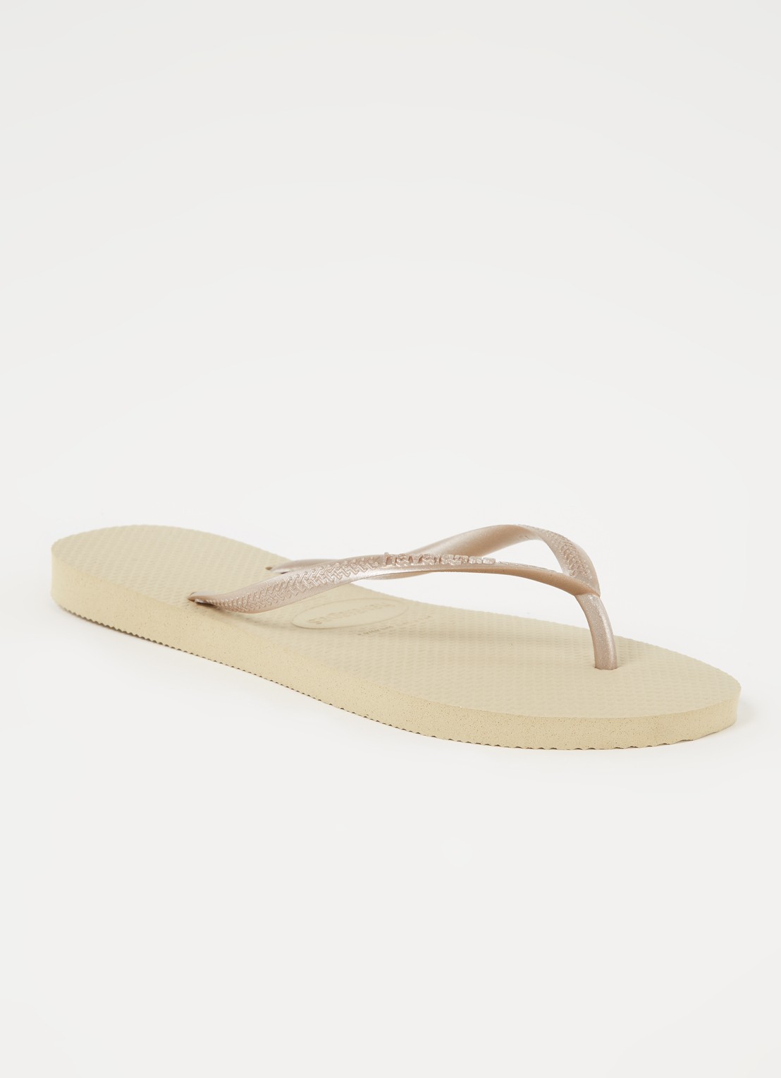 Havaianas Slim slipper met logo - voorkant 2 zand
