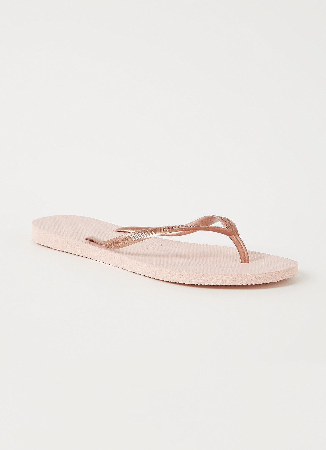 Havaianas Slim slipper met logo - voorkant 2 zalmroze