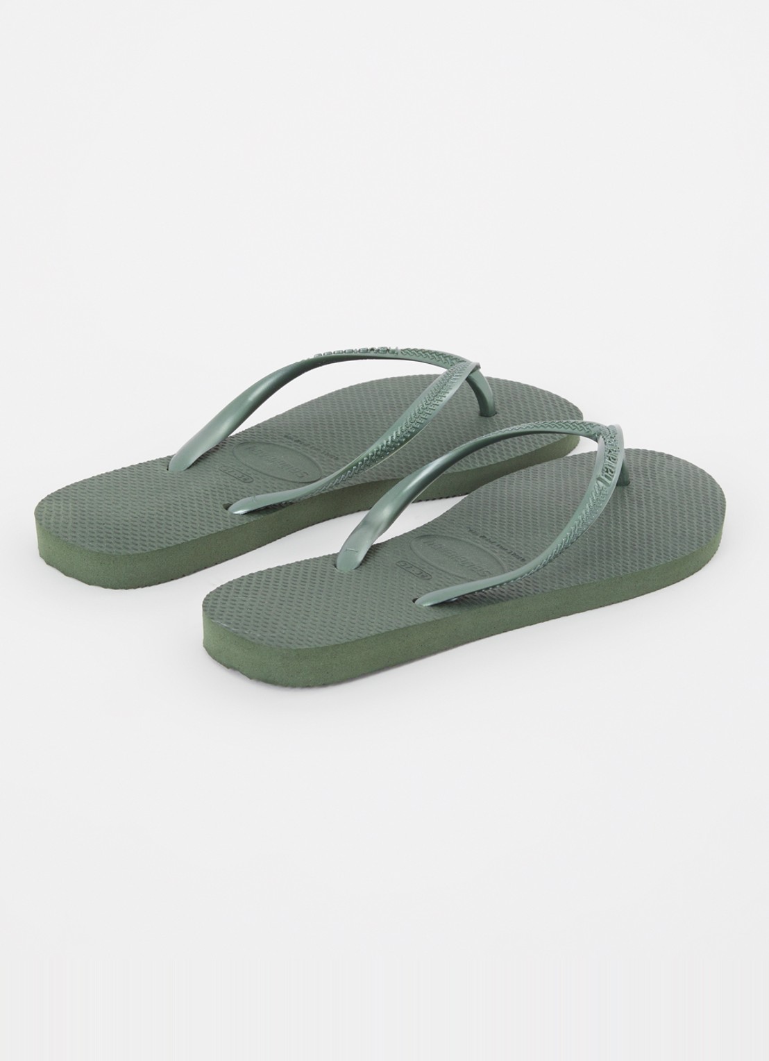 Havaianas Slim slipper met logo - achterkant olijfgroen