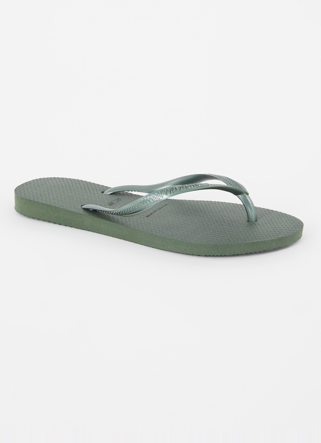 Havaianas Slim slipper met logo - voorkant 3 olijfgroen